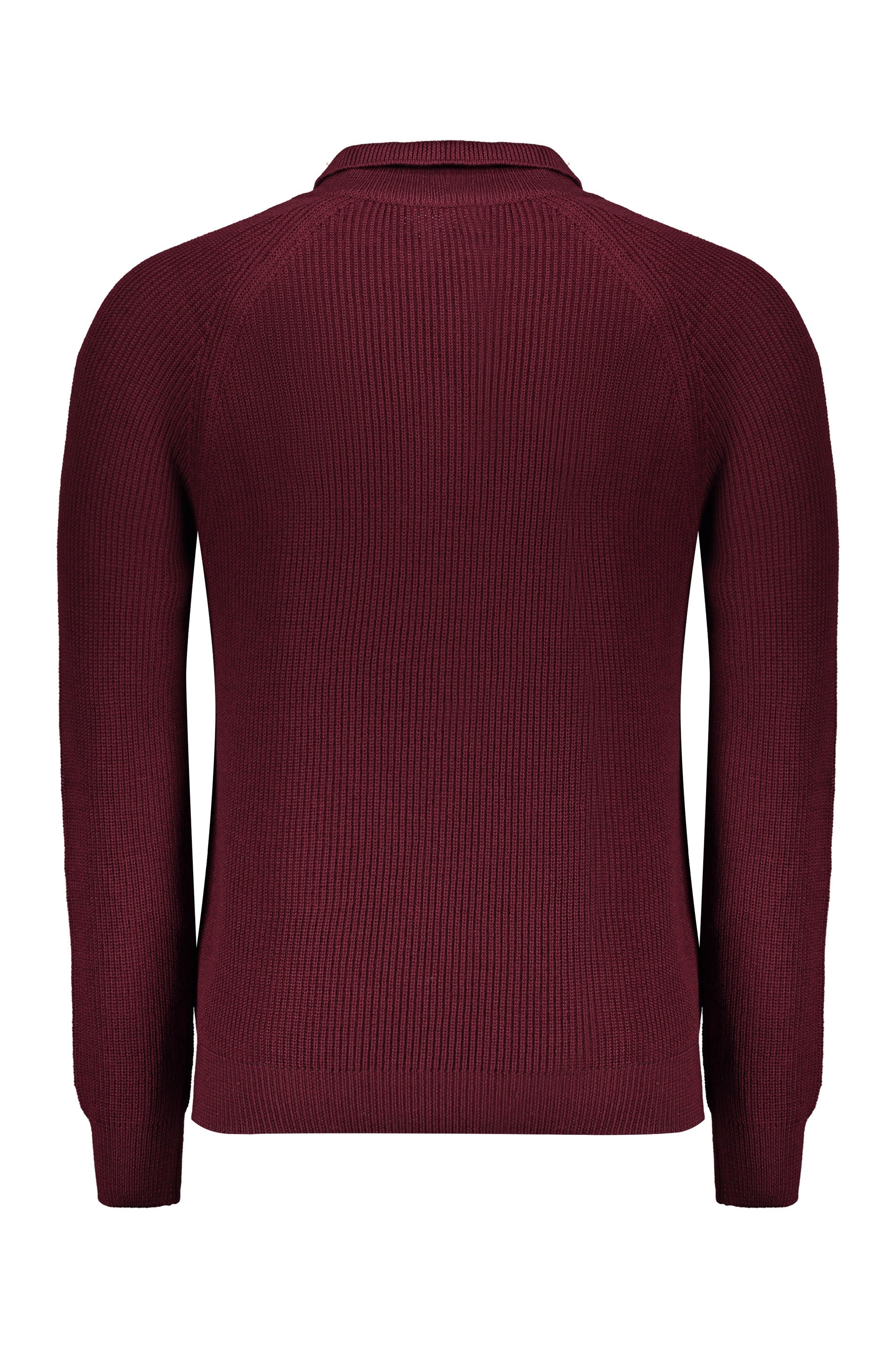 Bordeaux sweater with long sleeves and collar