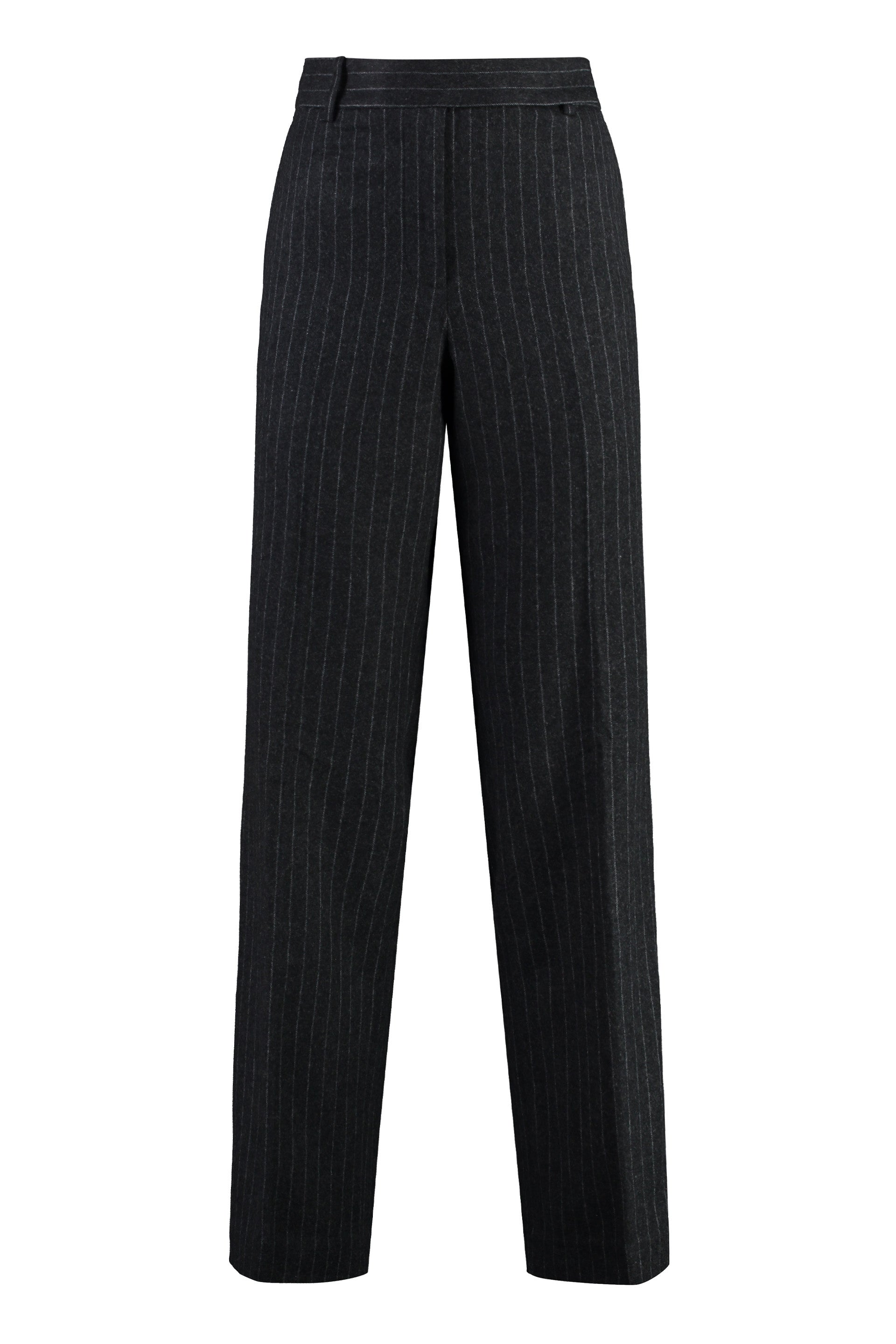 Pinstriped wool trousers