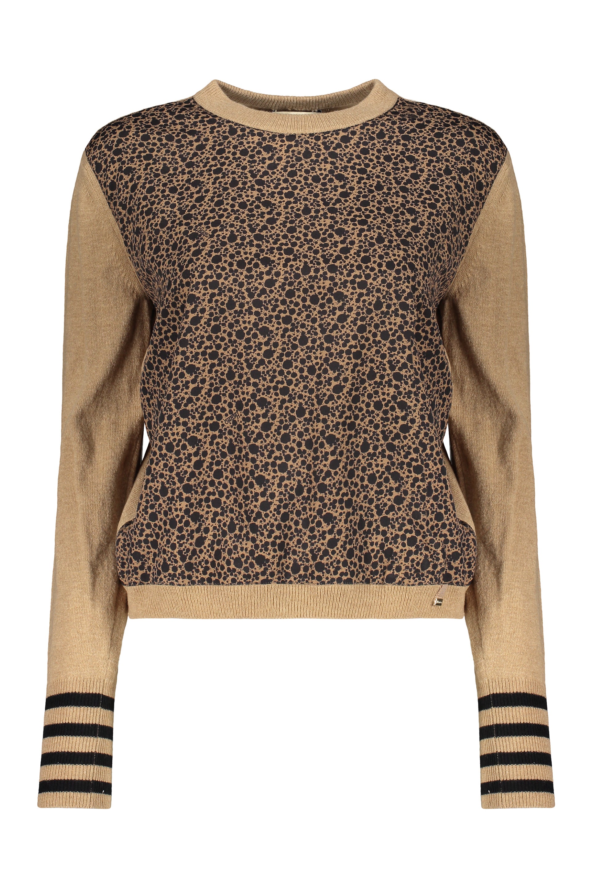 Crew neck sweater with puff sleeves