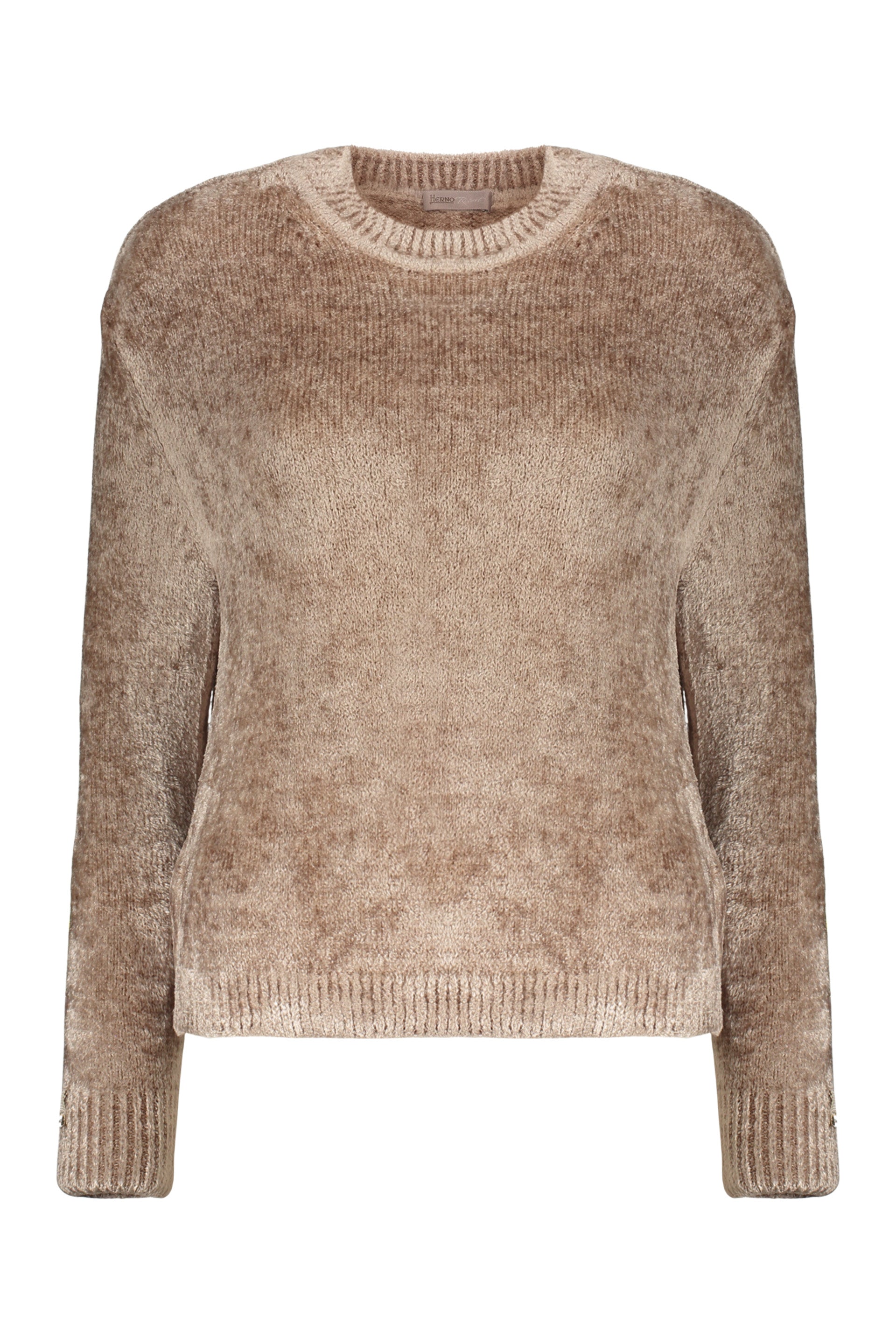 Soft beige sweater with a round neckline