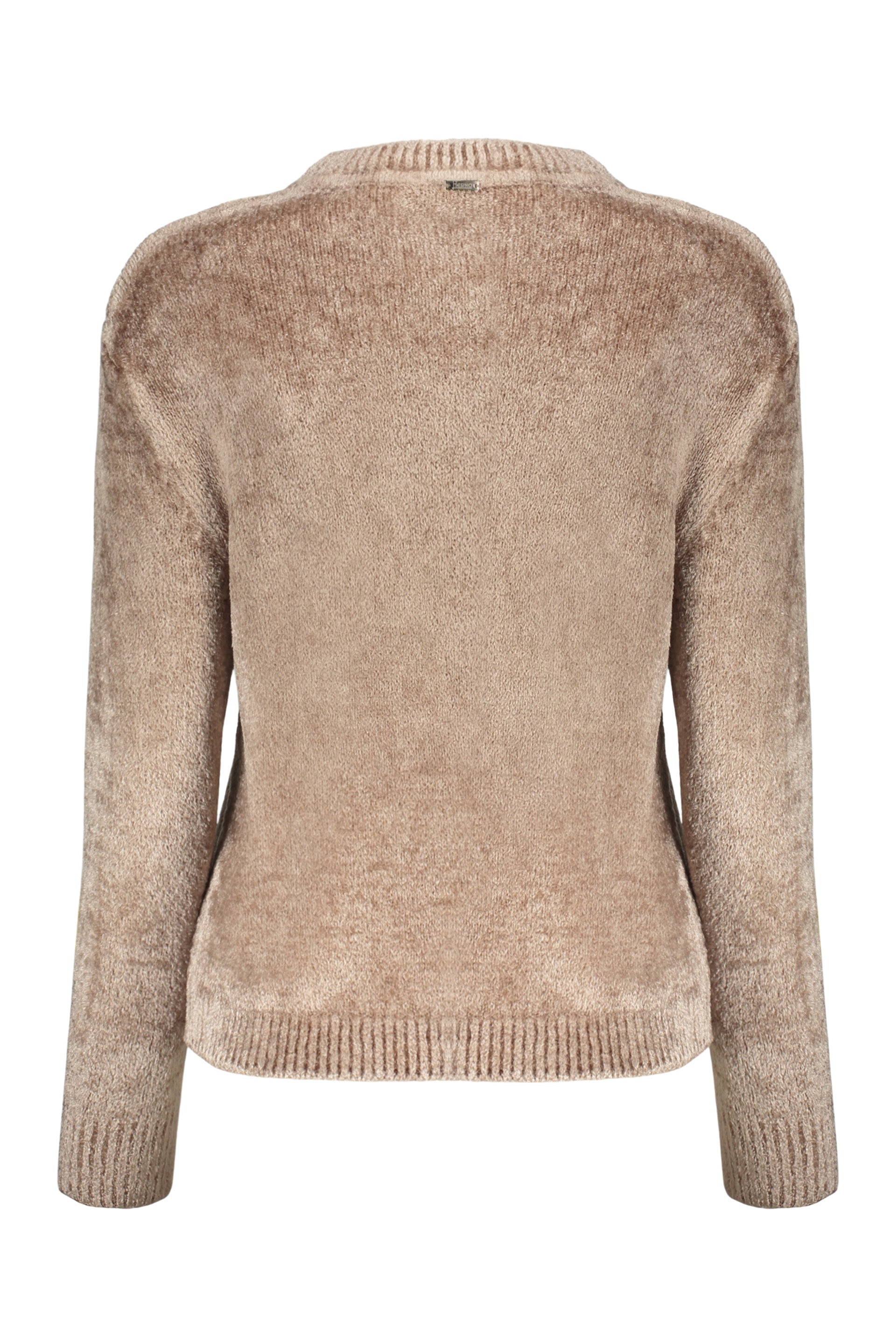 Soft beige sweater with a round neckline