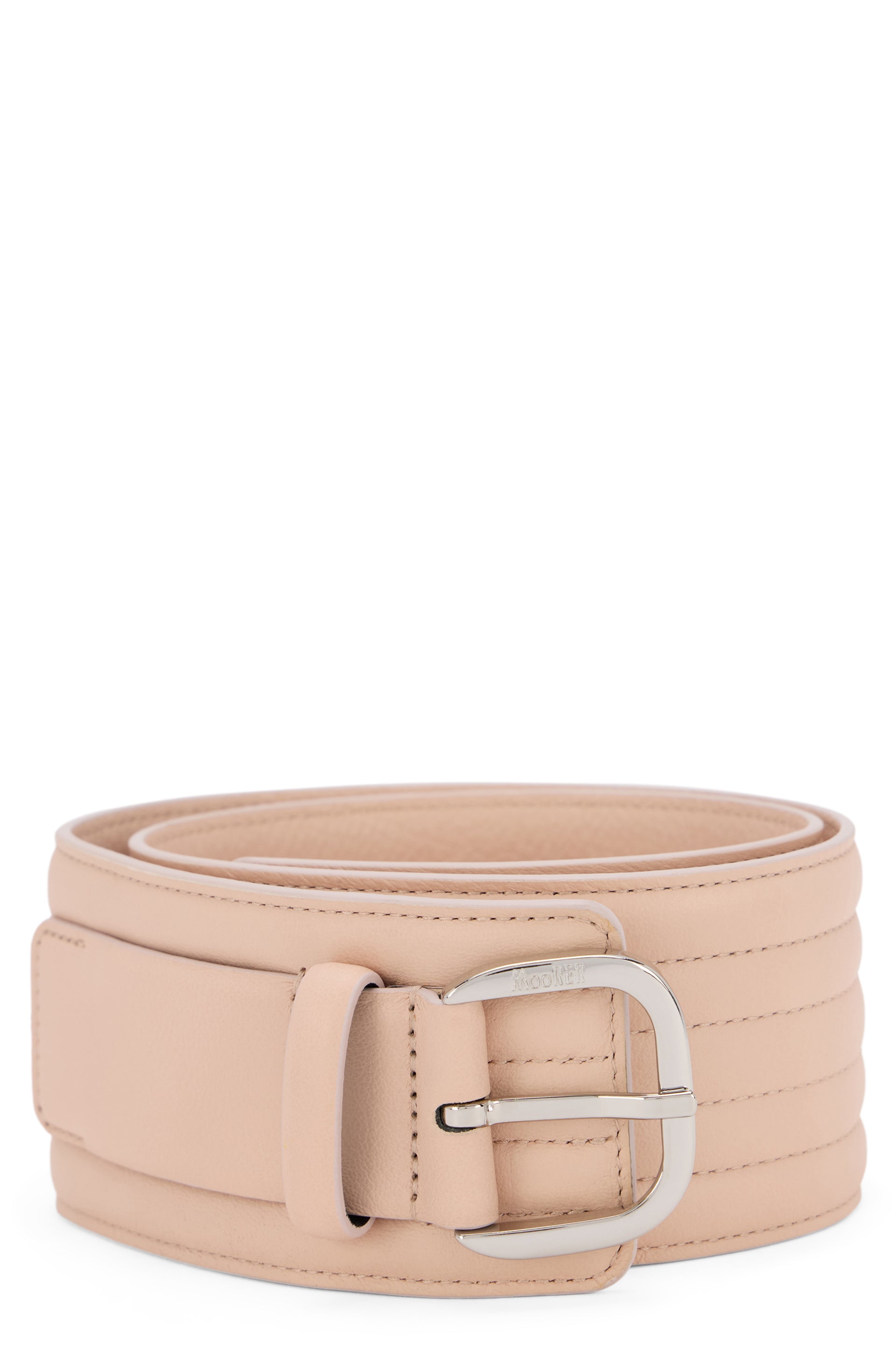 Elegant nude belt with a shiny buckle