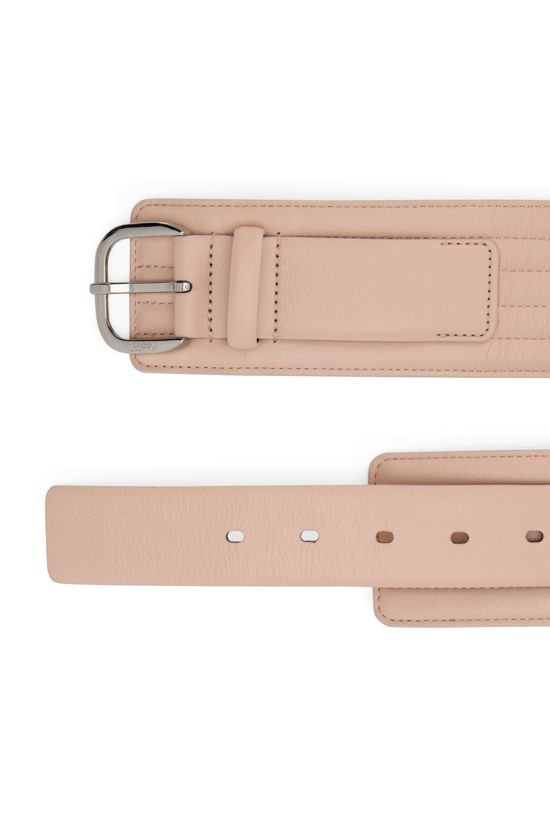 Elegant nude belt with a shiny buckle