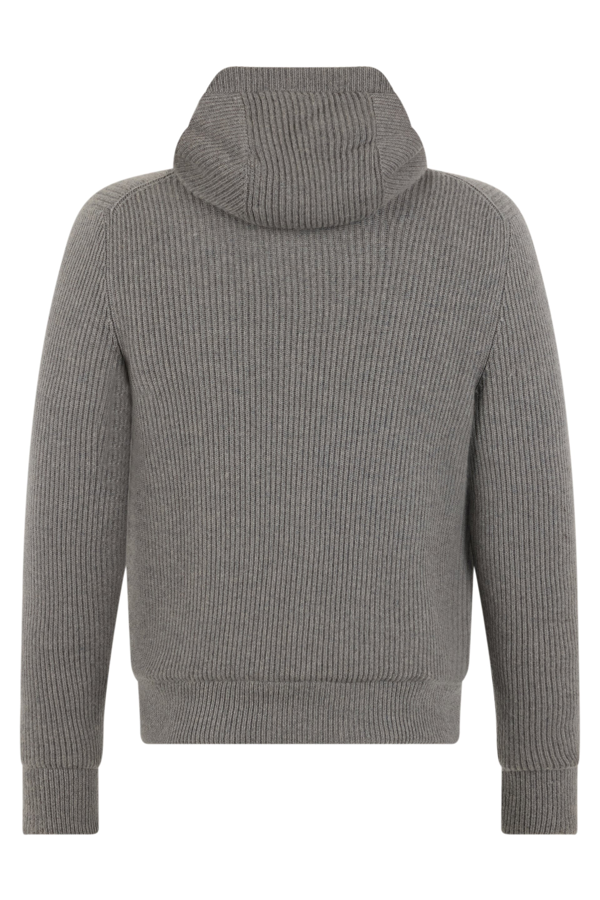 Gray puffer jacket with hood and zipper