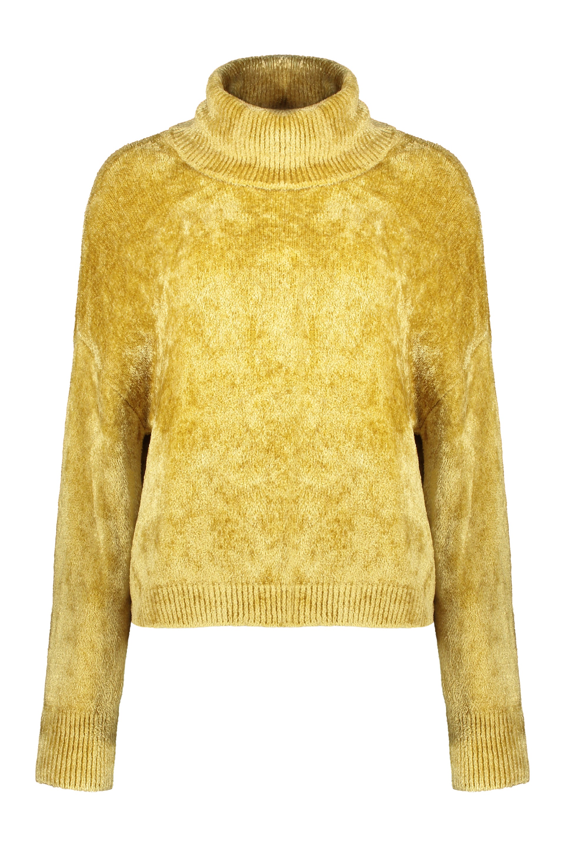 Elegant yellow sweater with high collar