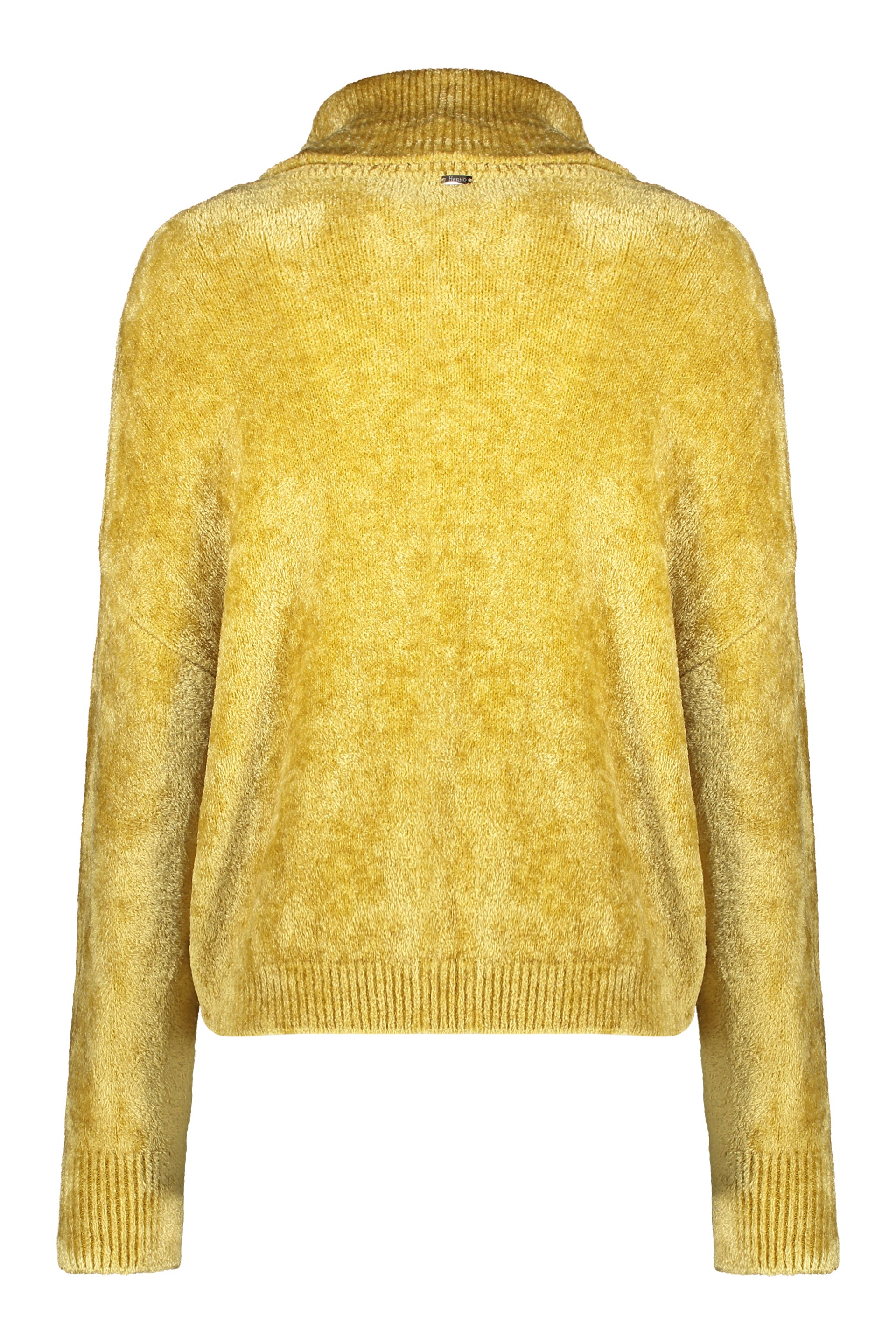 Elegant yellow sweater with high collar