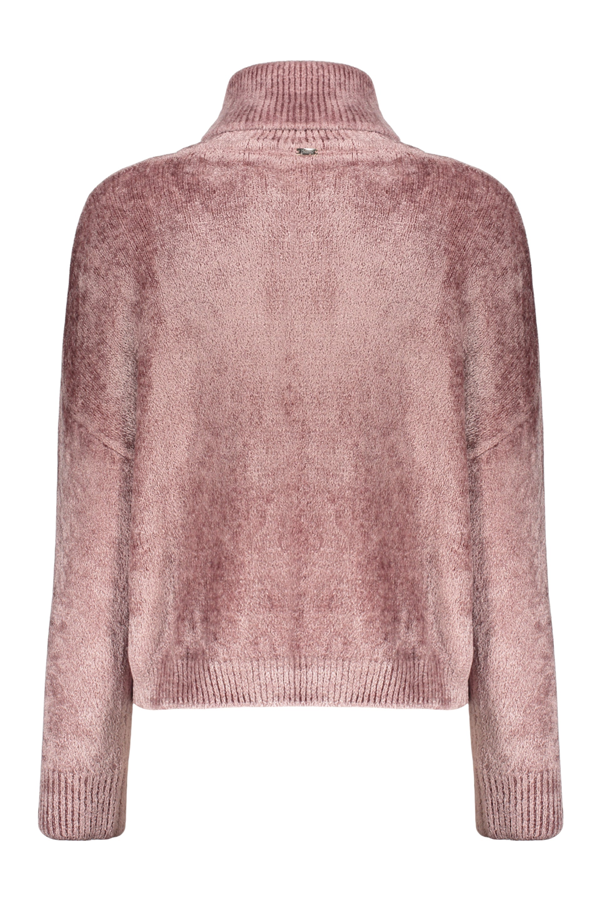 Pink sweater with a high elegant collar