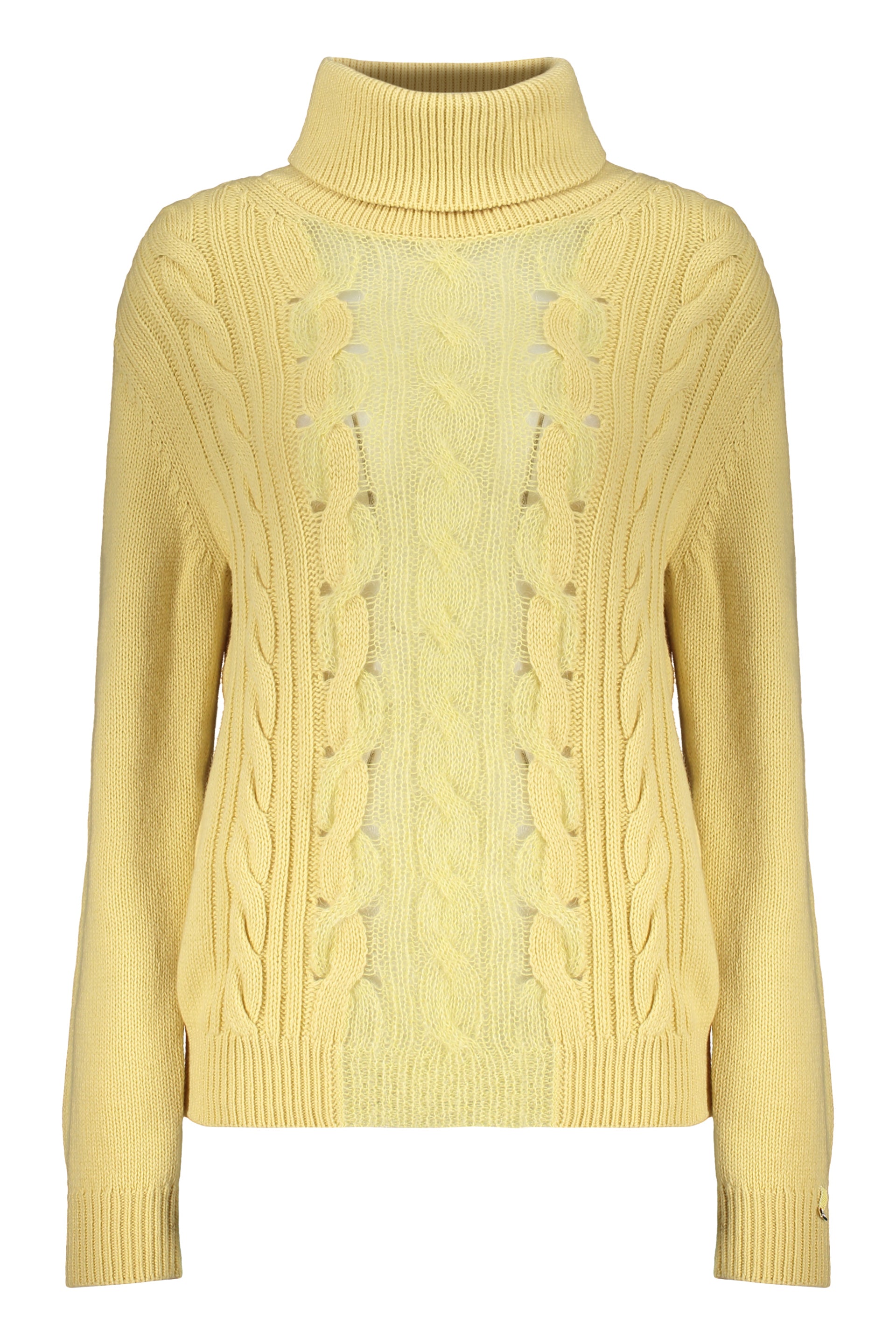 Yellow high-neck sweater in soft knit