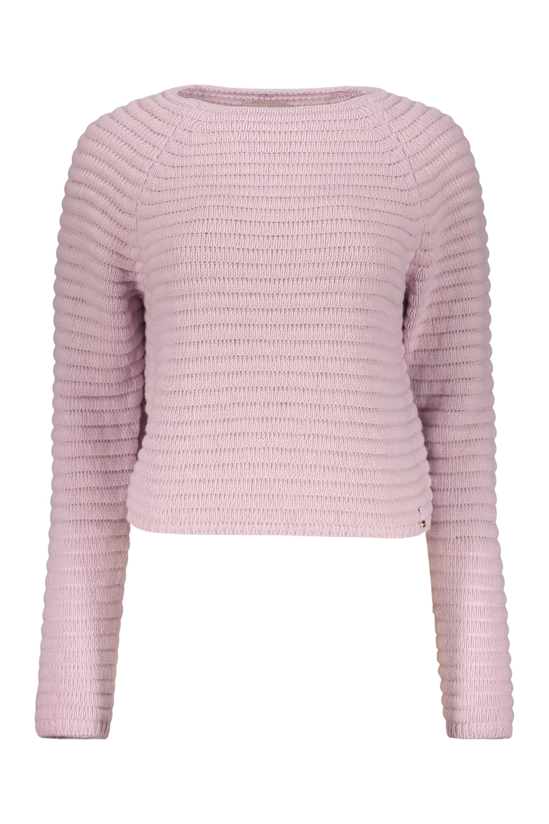 Fashionable long-sleeve pink cropped sweater