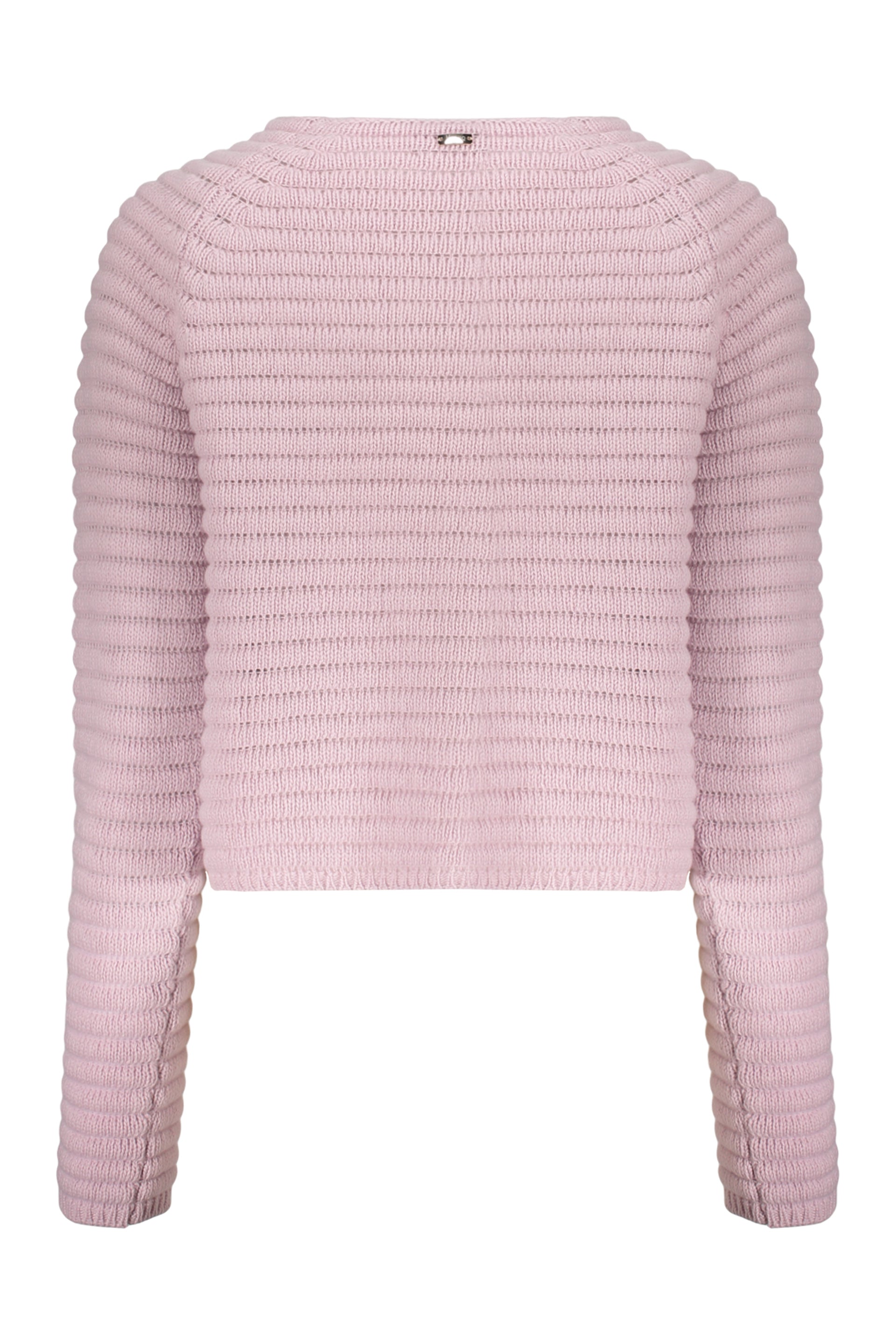 Fashionable long-sleeve pink cropped sweater