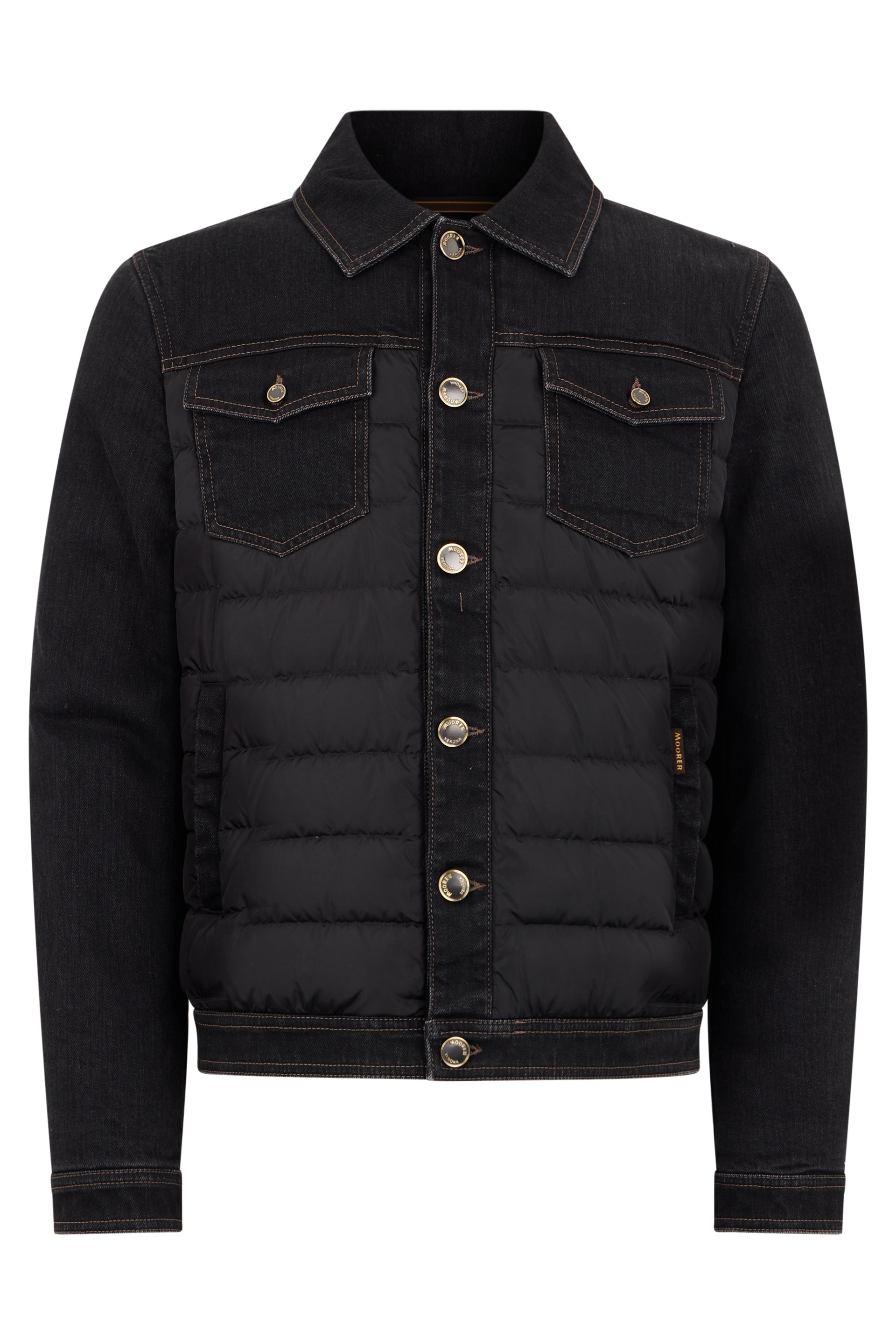 Black padded jacket, elegant and versatile.