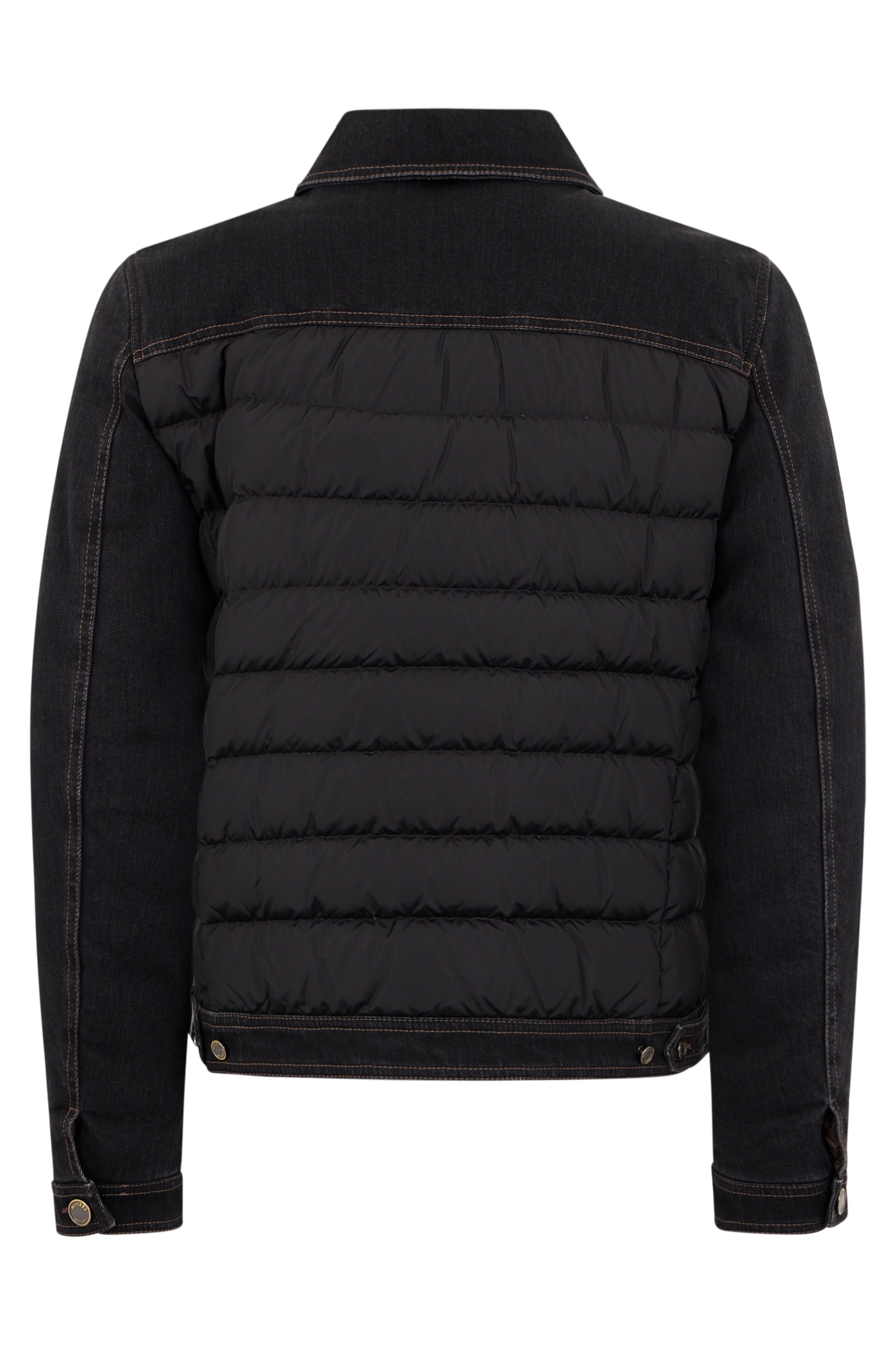 Black padded jacket, elegant and versatile.