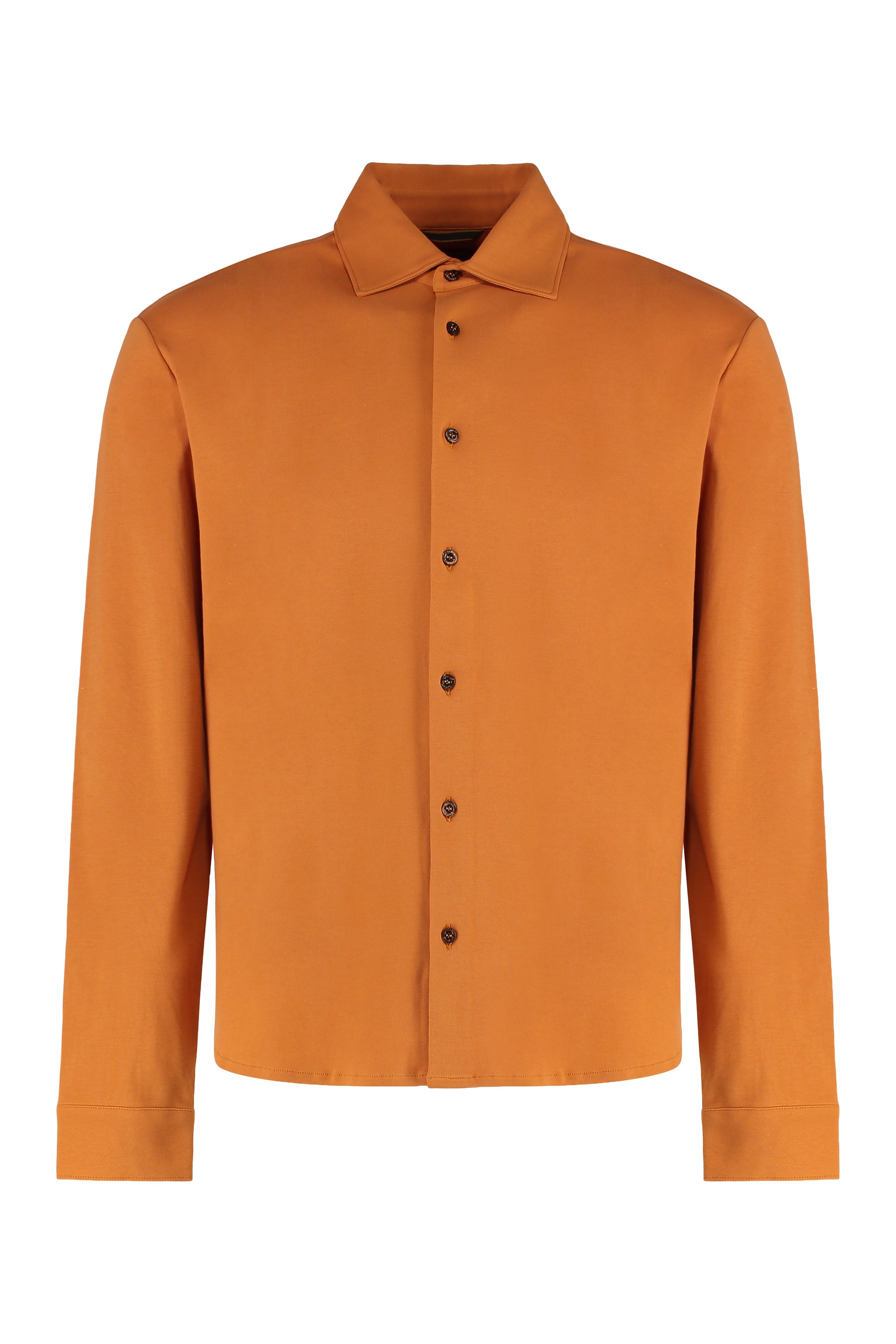 Orange long-sleeve shirt, versatile and elegant