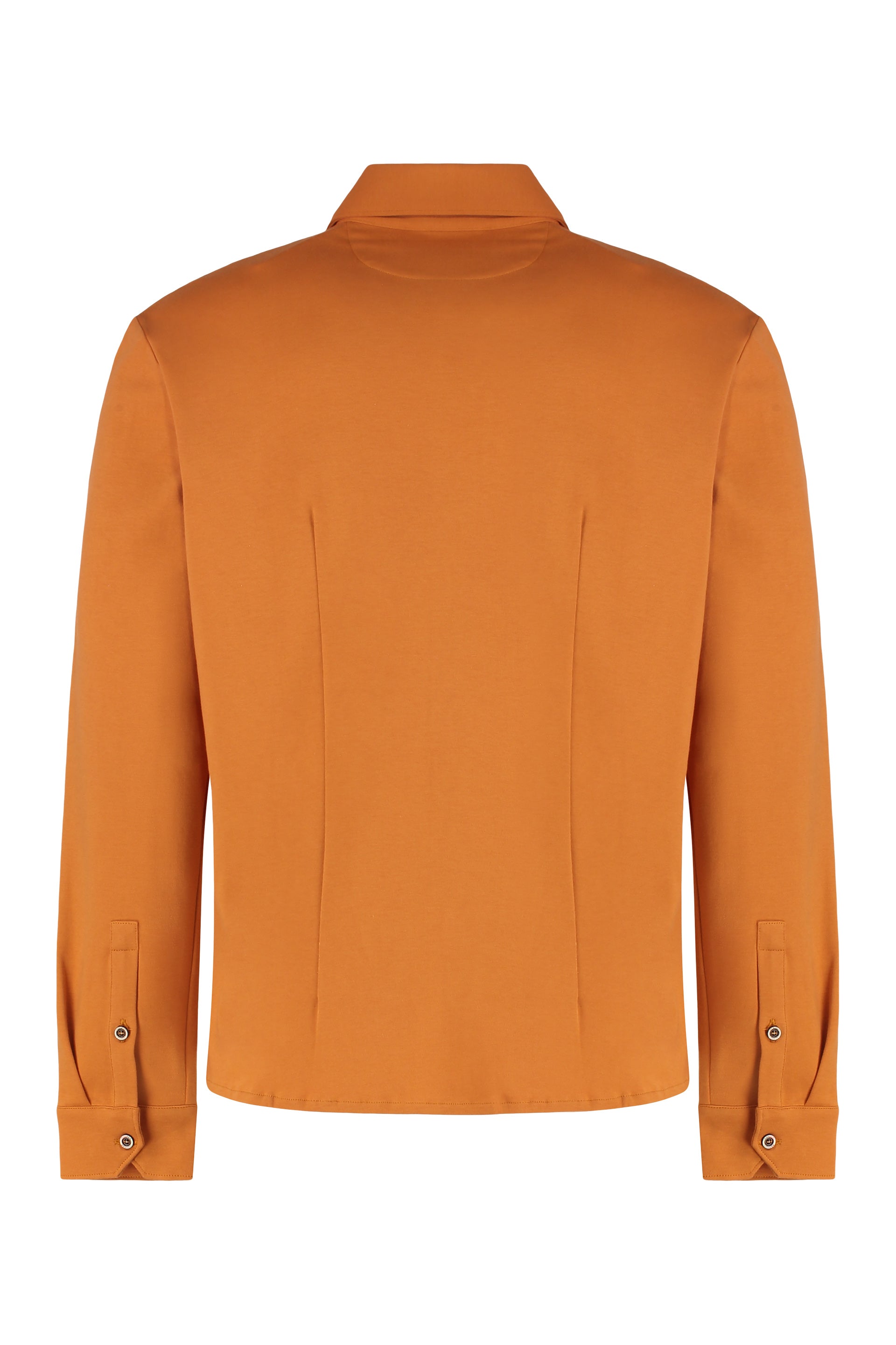 Orange long-sleeve shirt, versatile and elegant