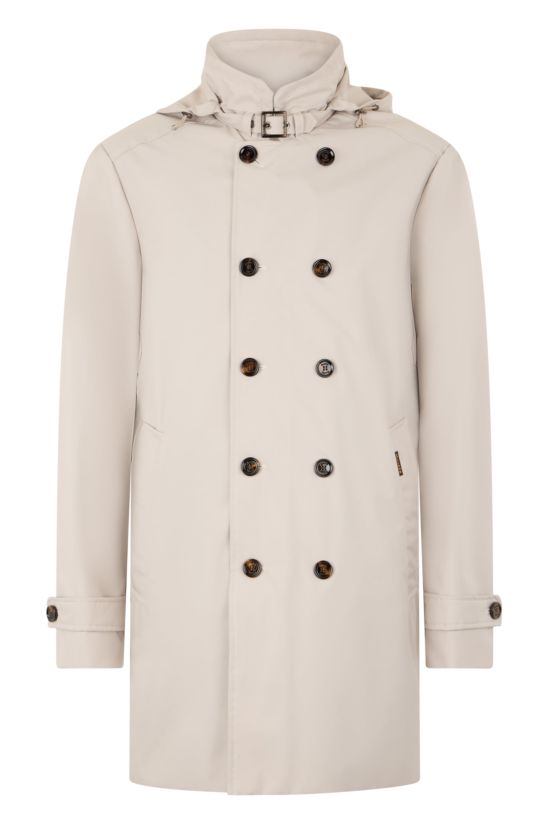 Elegant beige trench with button closure