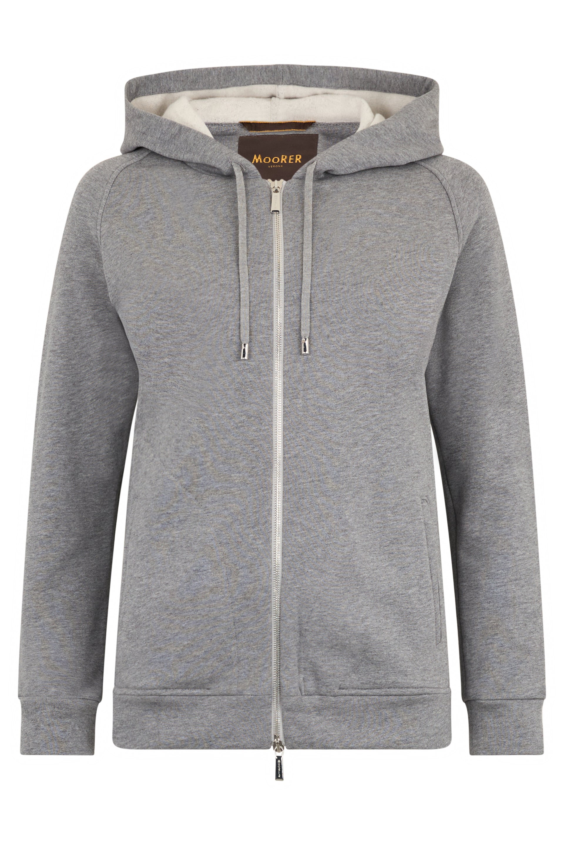 Gray mélange hoodie with zipper.