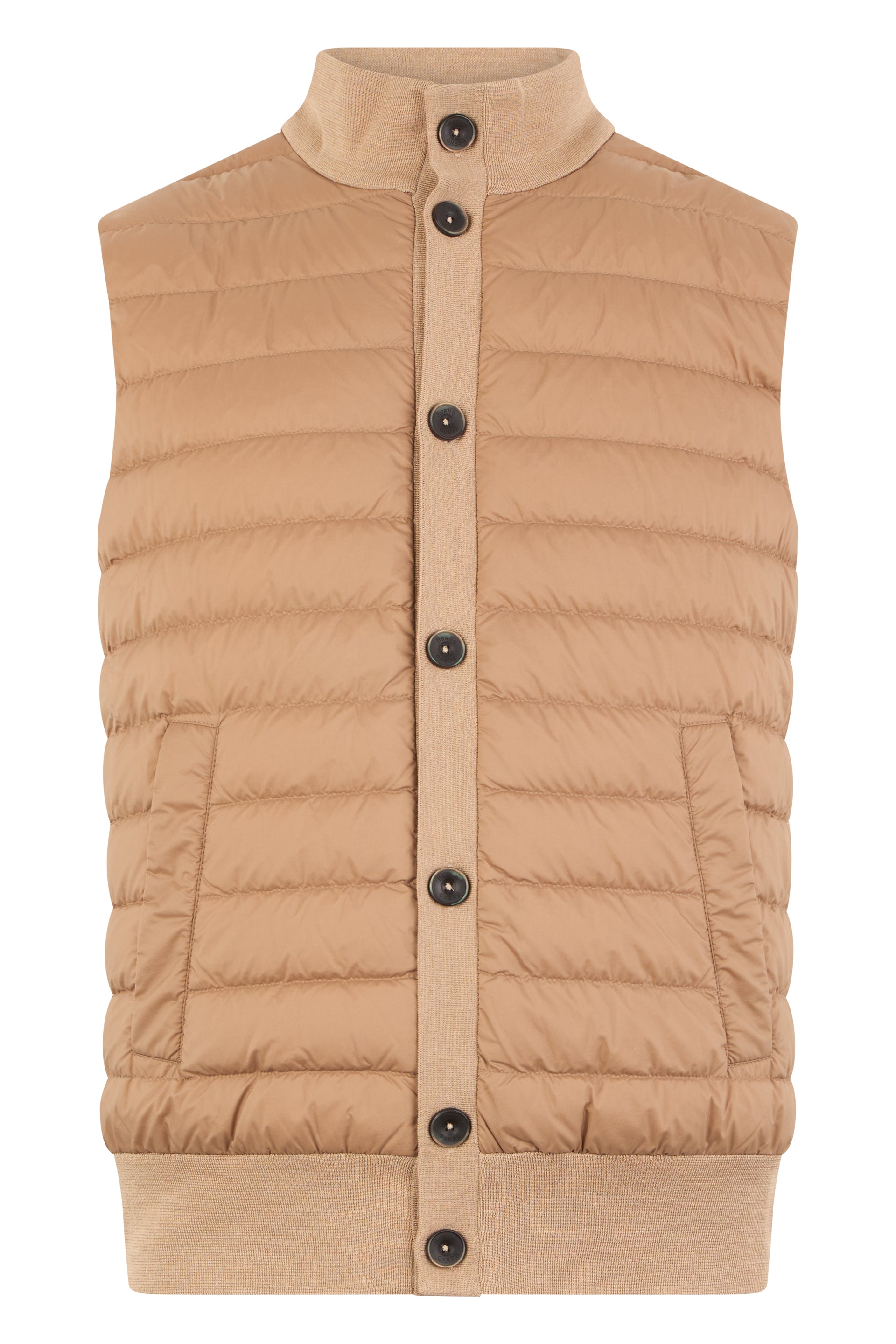 Beige Padded Sleeveless Jacket Elegant
