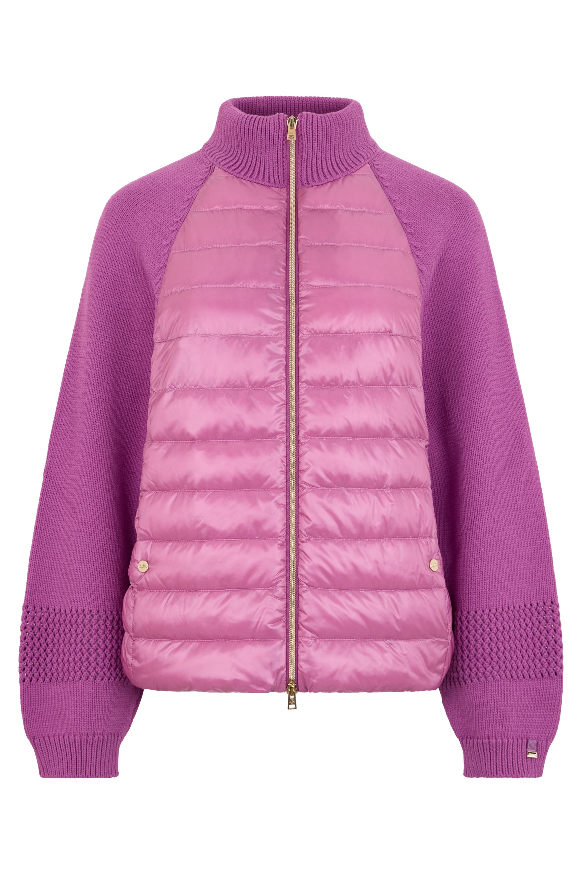Jacket with padded body and knitted sleeves