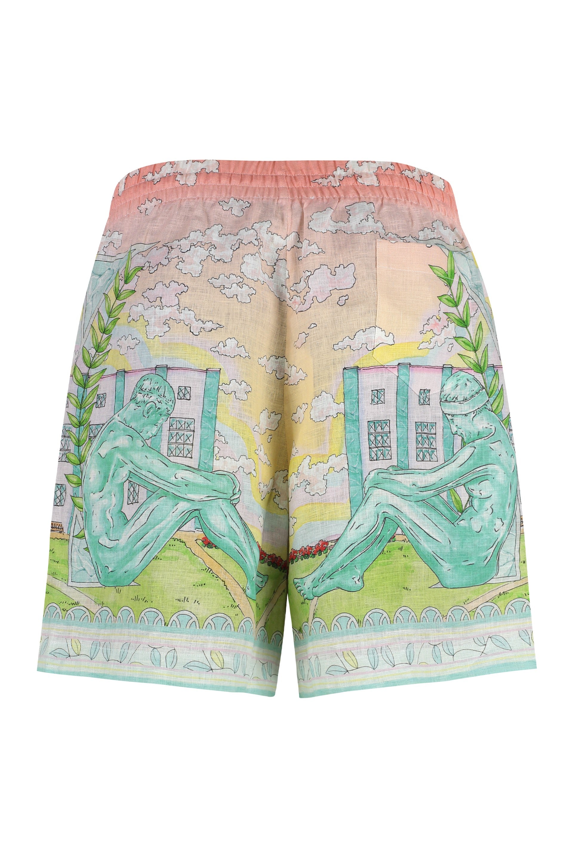 Printed linen shorts