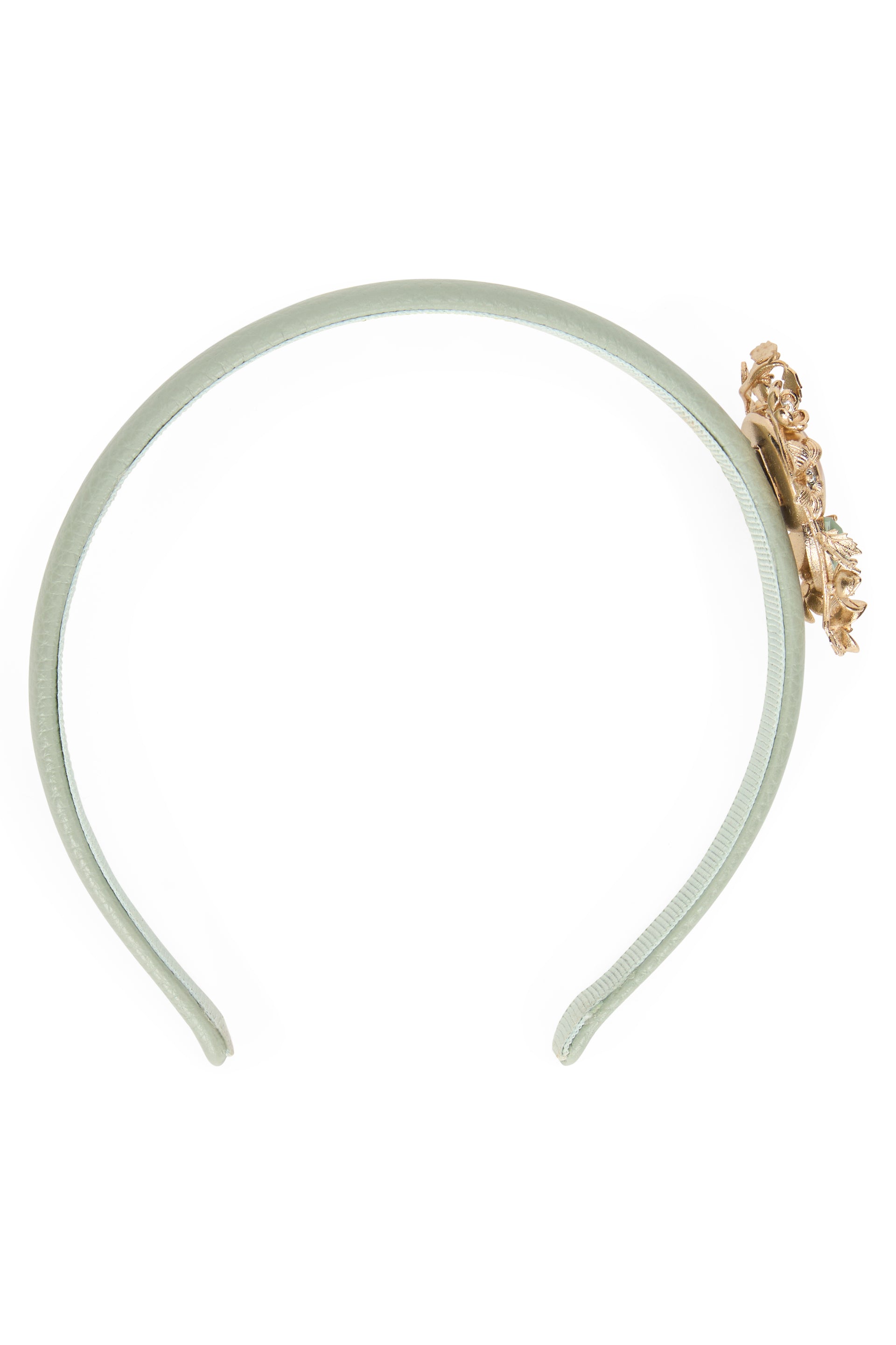 Headband in mud color with jewel.