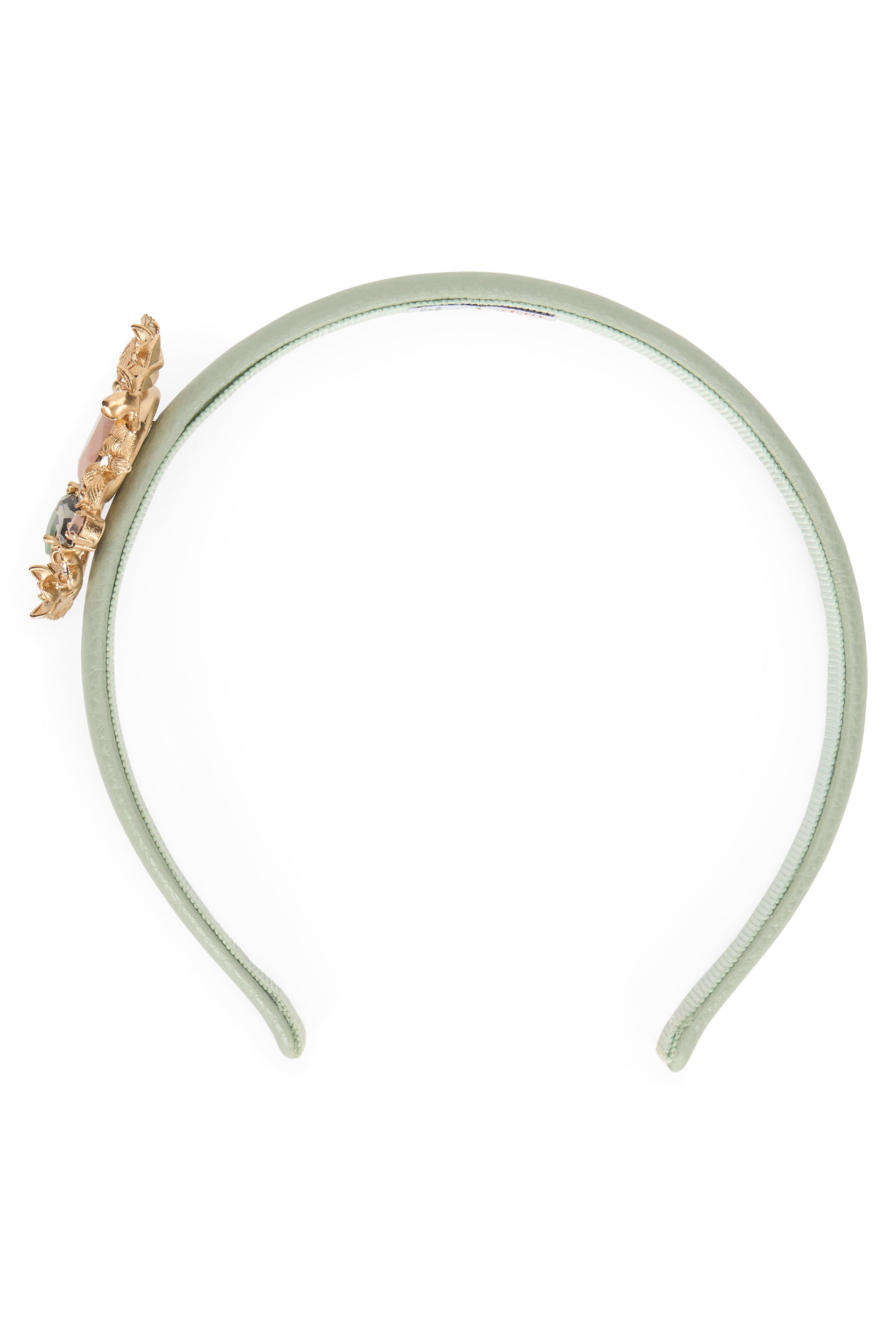 Headband in mud color with jewel.