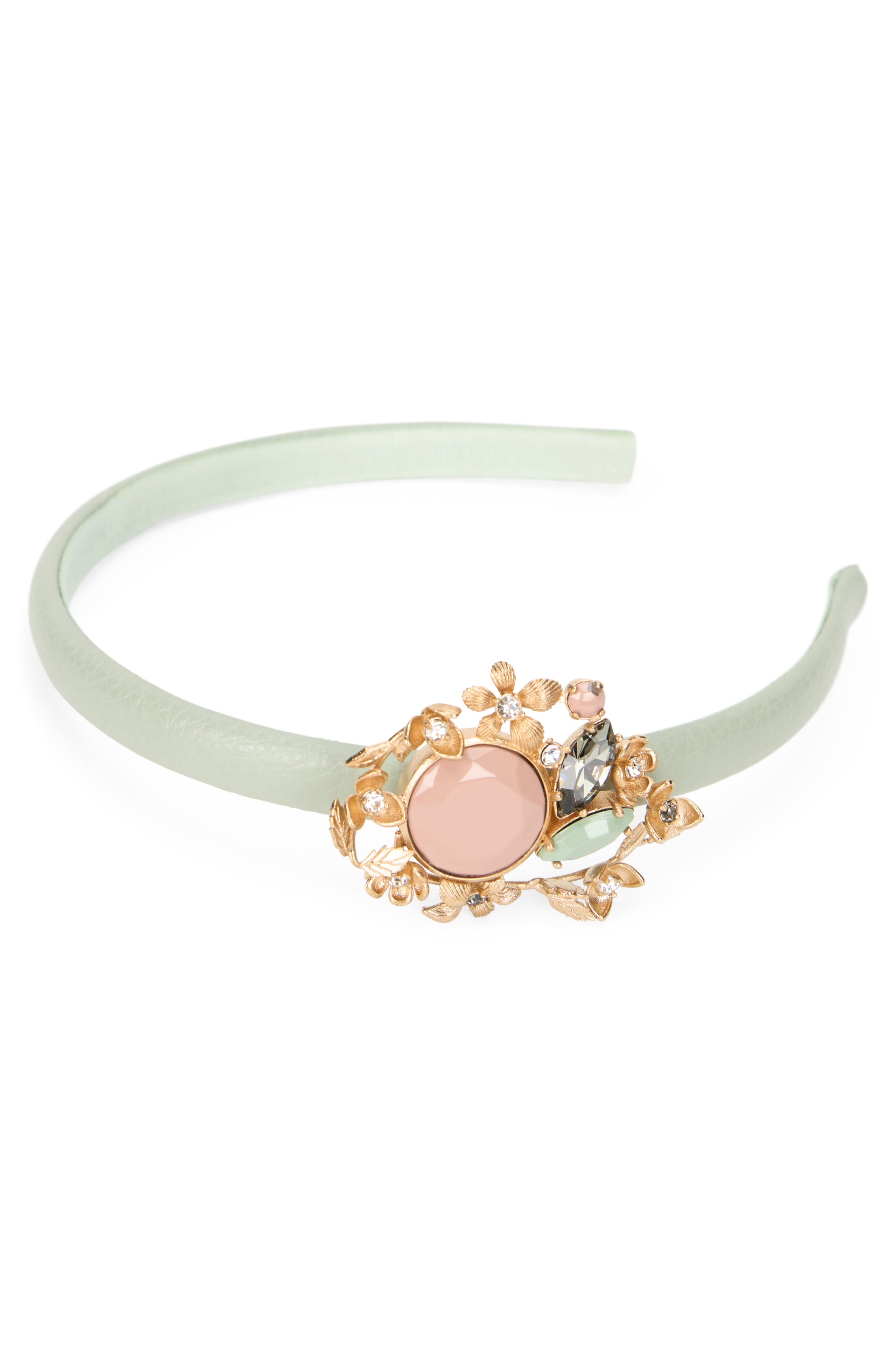 Headband in mud color with jewel.