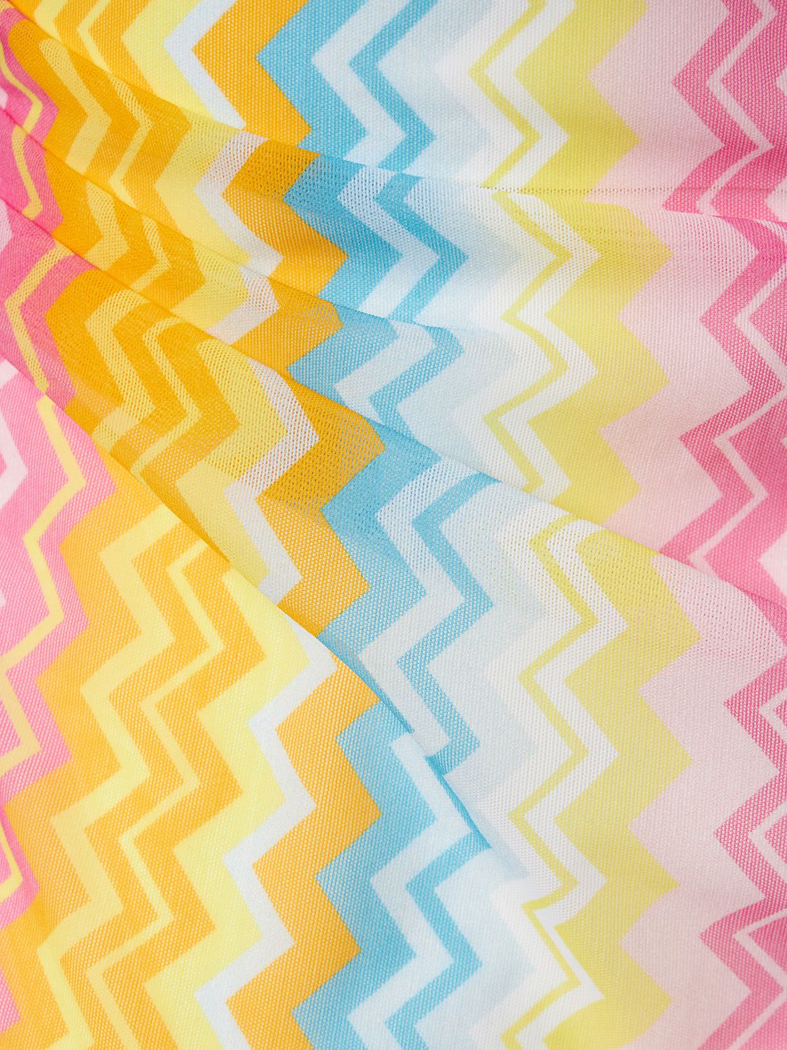 Long fitted multicolored dress with chevron pattern