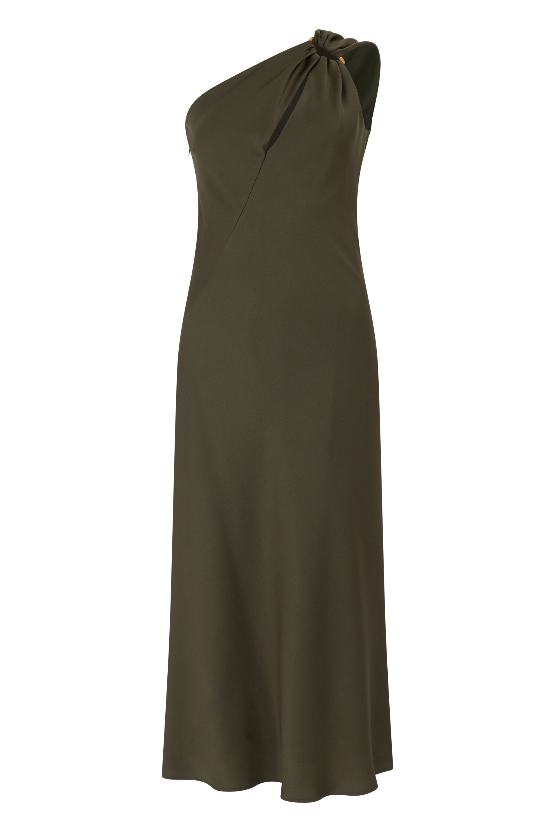 One-shoulder midi dress in a blend of acetate and polyester
