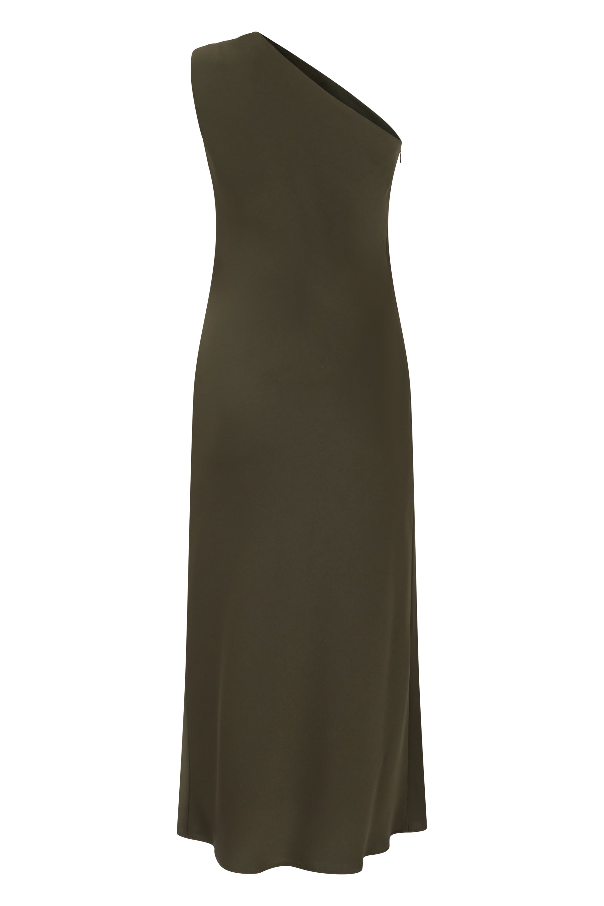 One-shoulder midi dress in a blend of acetate and polyester