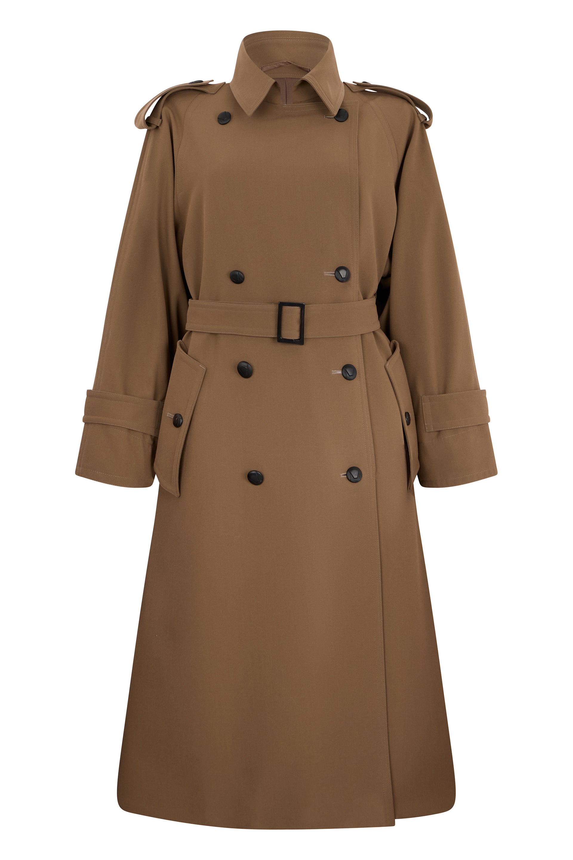 Double-breasted wool trench