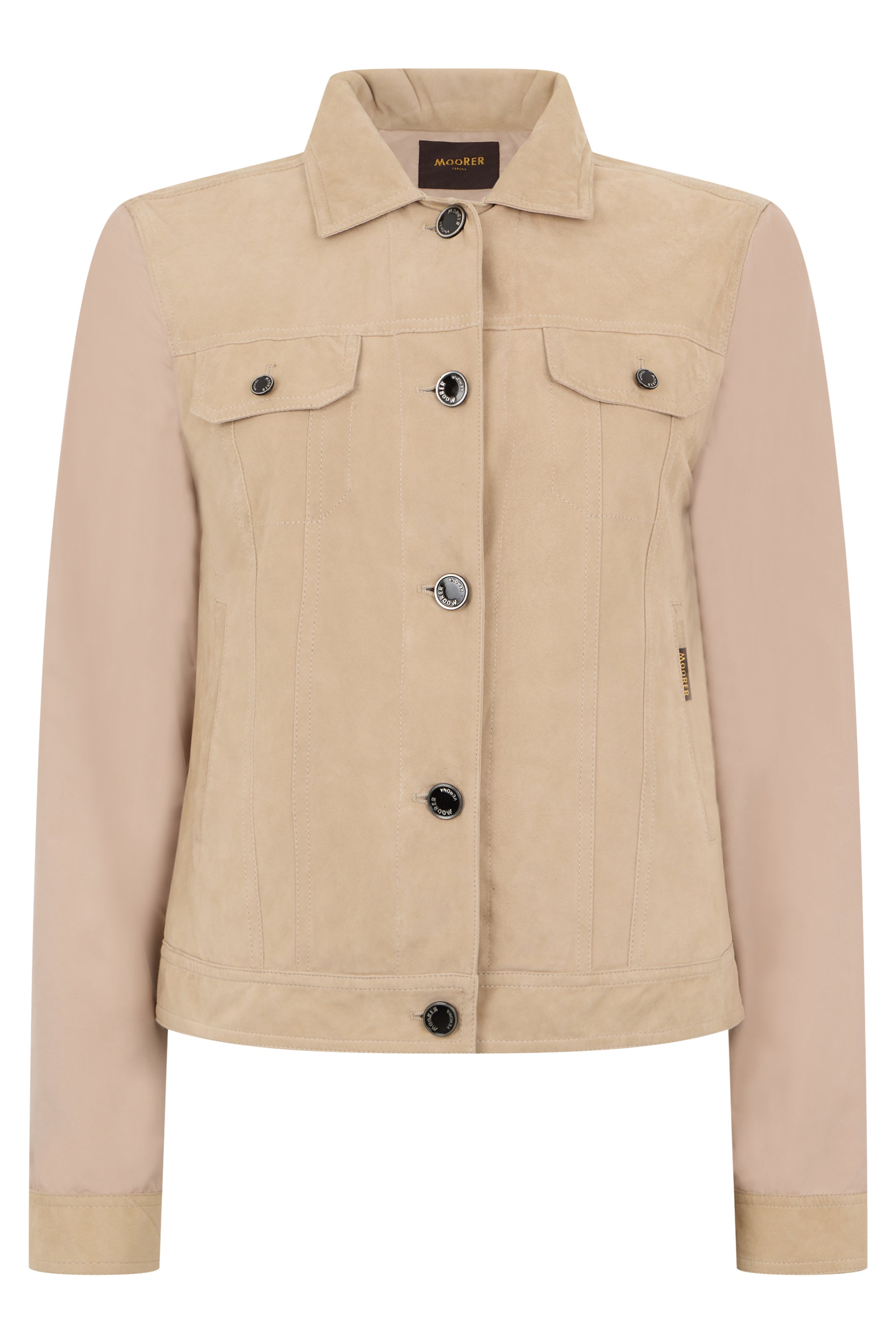 Light beige jacket with pockets and collar.