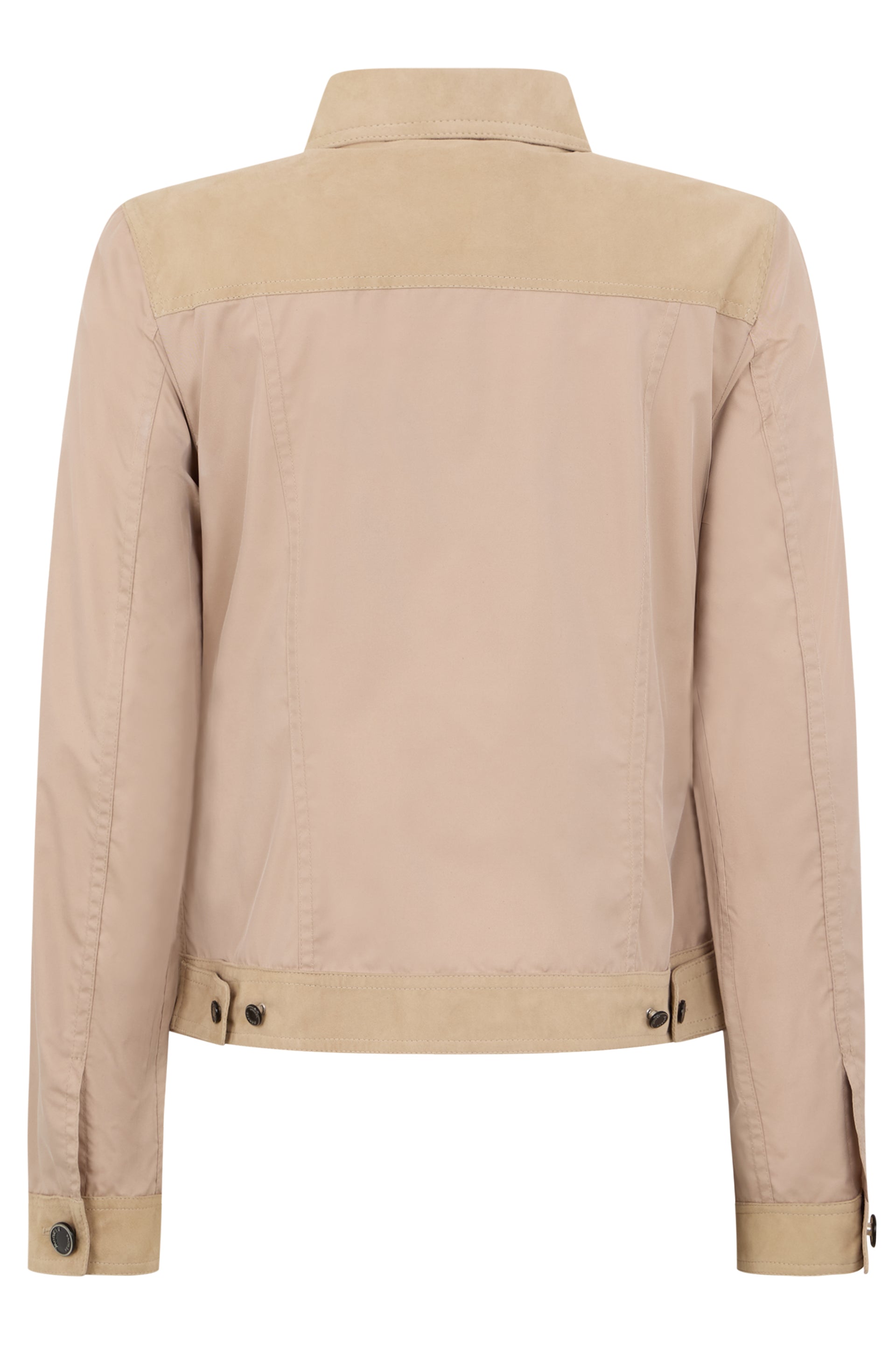Light beige jacket with pockets and collar.
