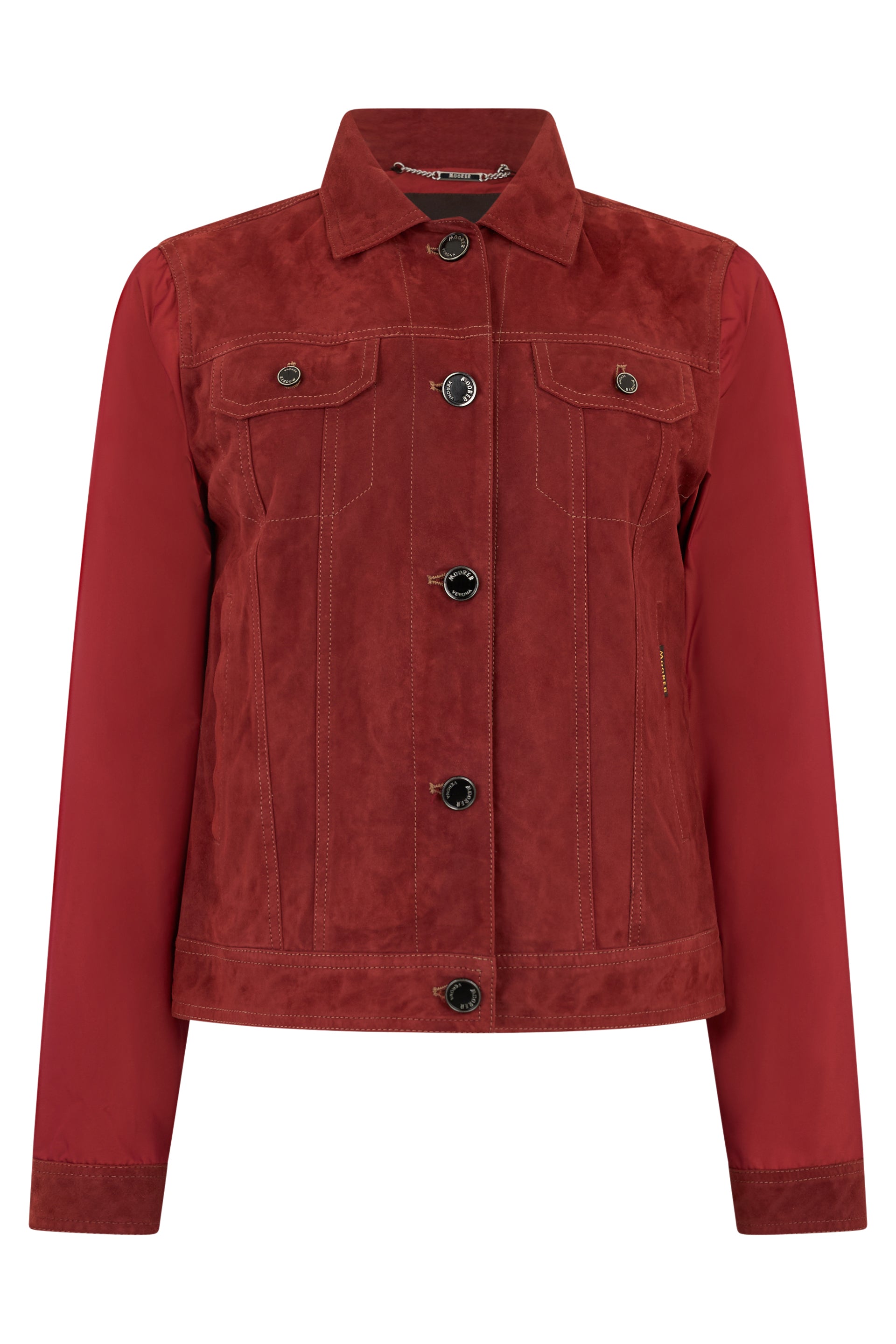 Light red jacket with casual and versatile design.