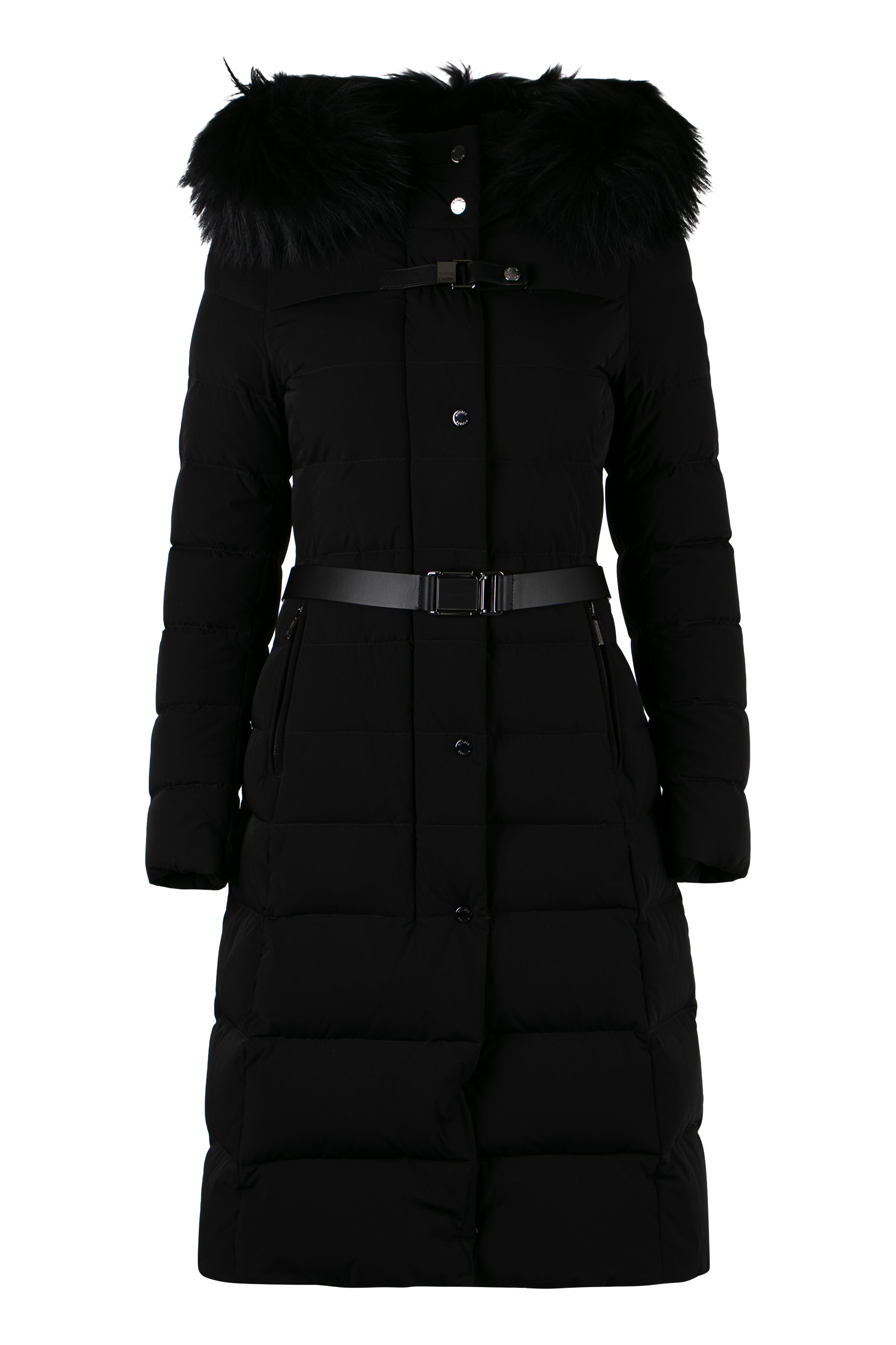 Niki belted long down jacket