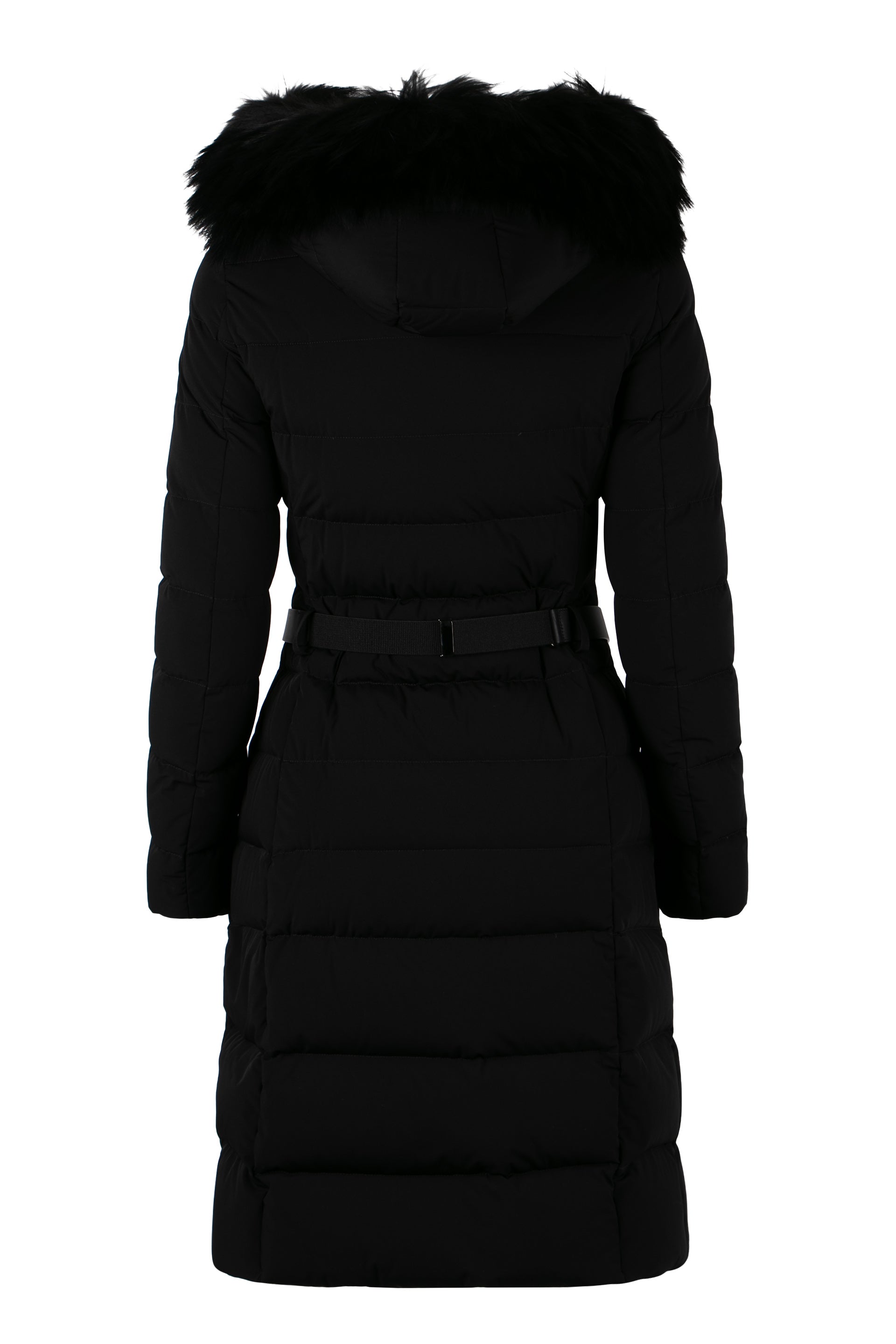 Niki belted long down jacket