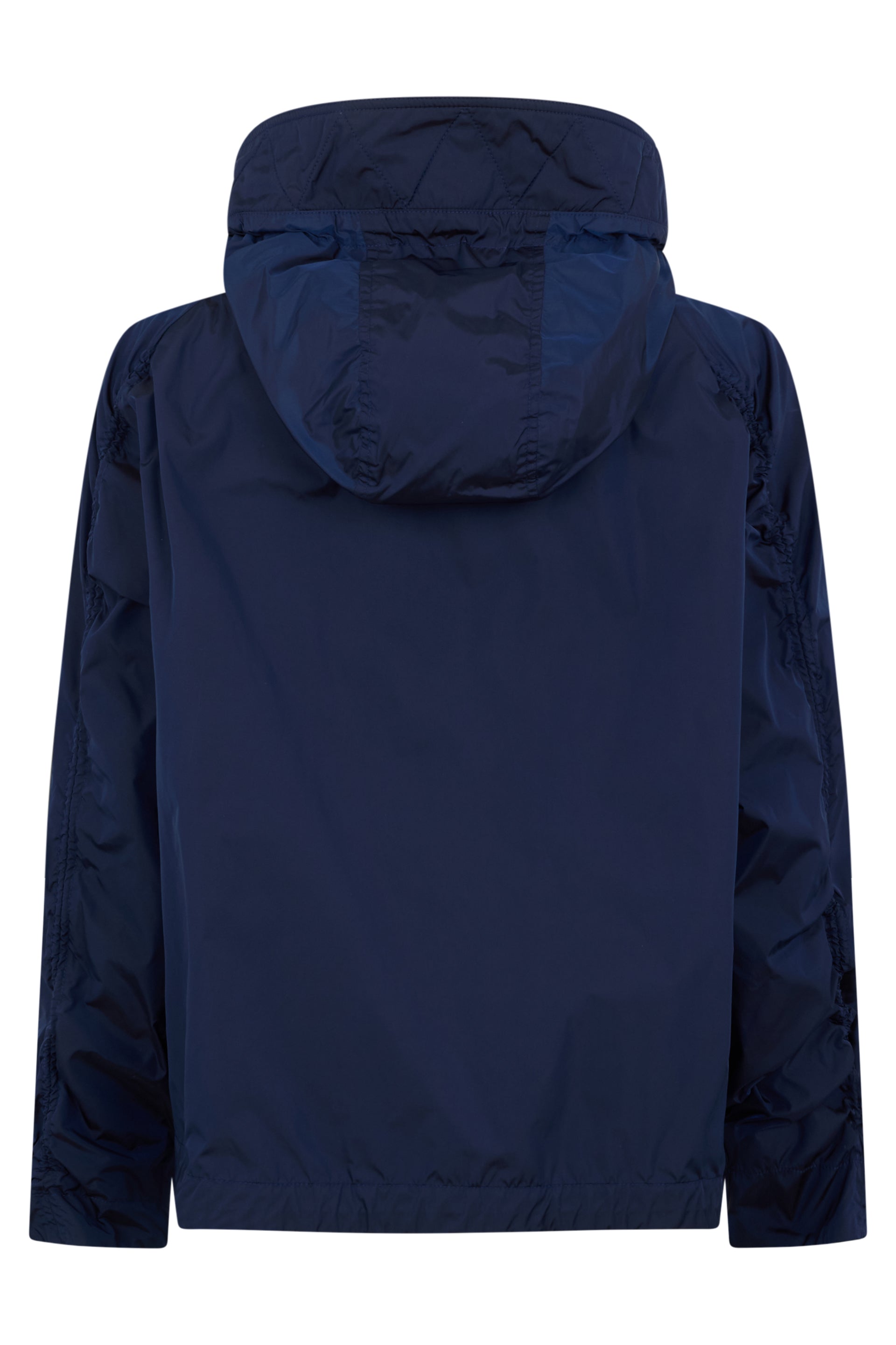 Dark blue elegant and lightweight jacket with hood.