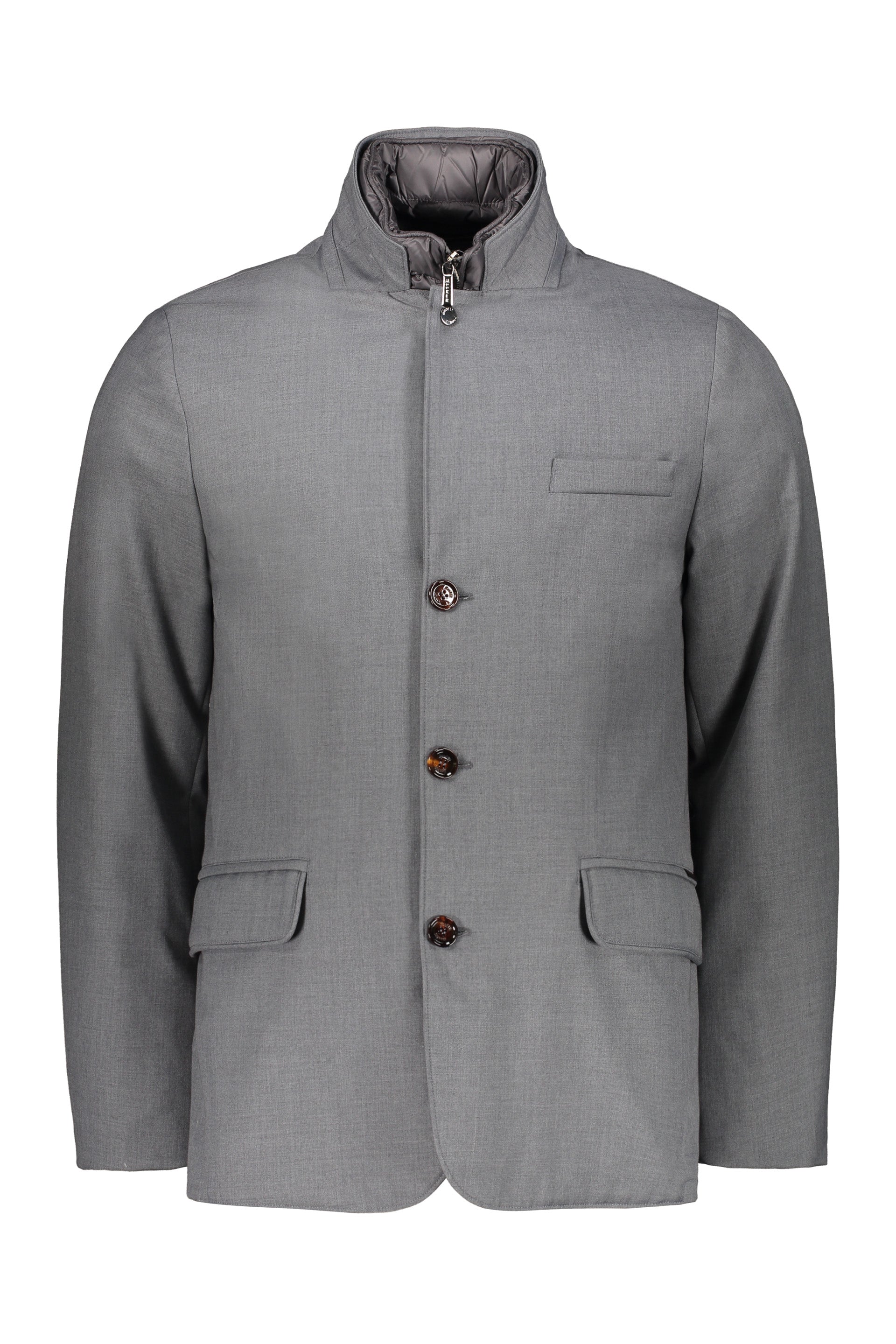 Elegant gray jacket with modern collar
