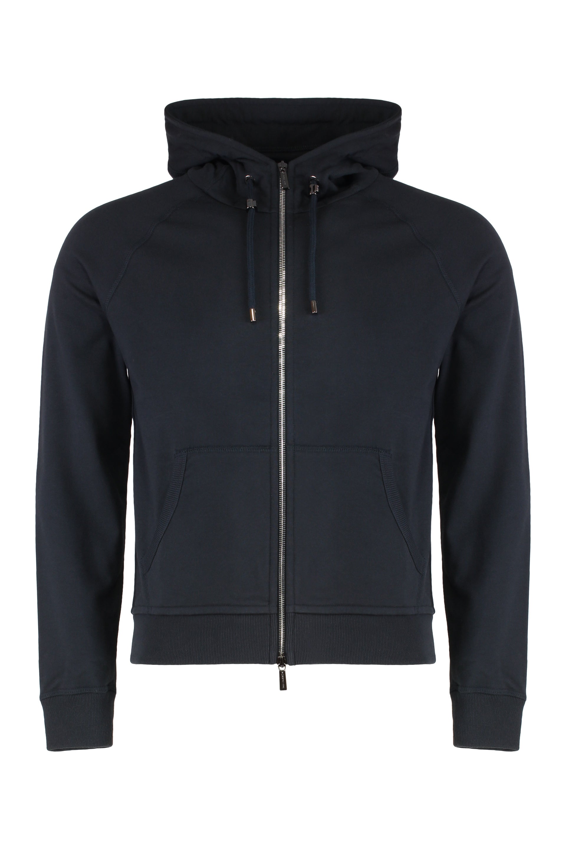 Hooded sweatshirt with zip in cotton blend.