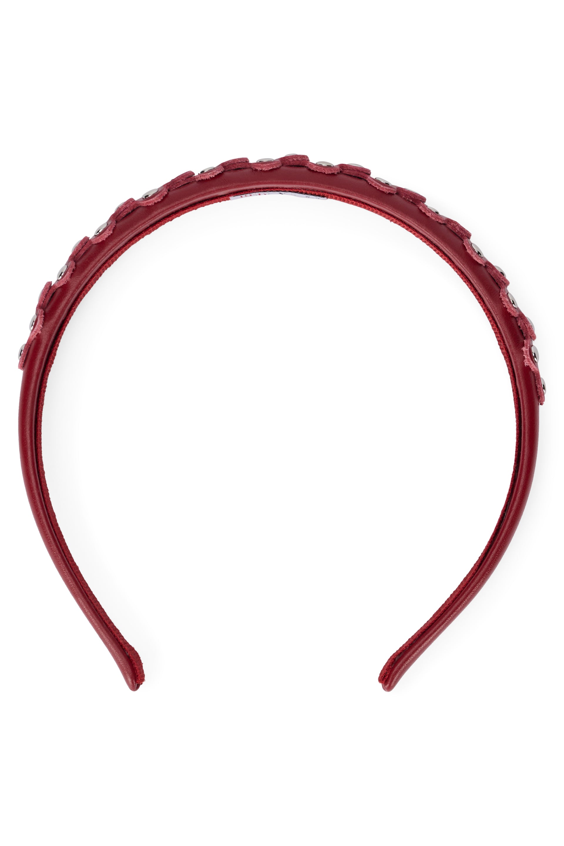 Burgundy headband, elegant and refined.