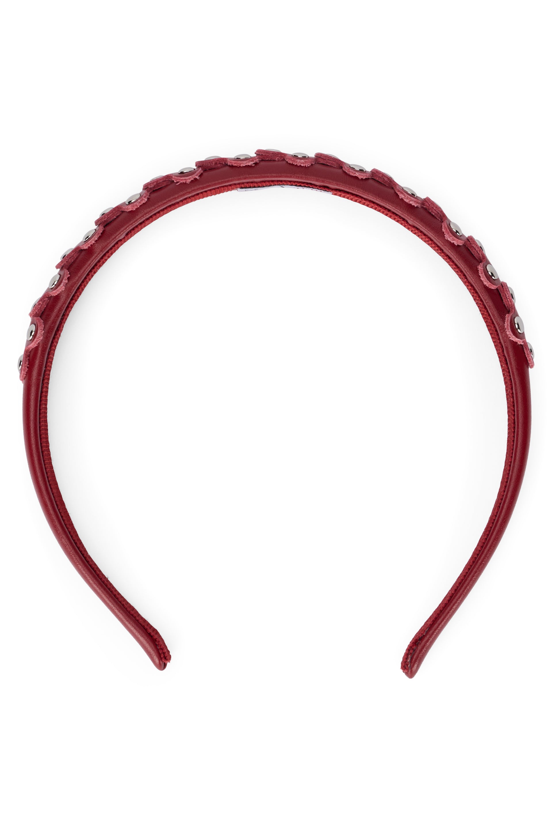 Burgundy headband, elegant and refined.