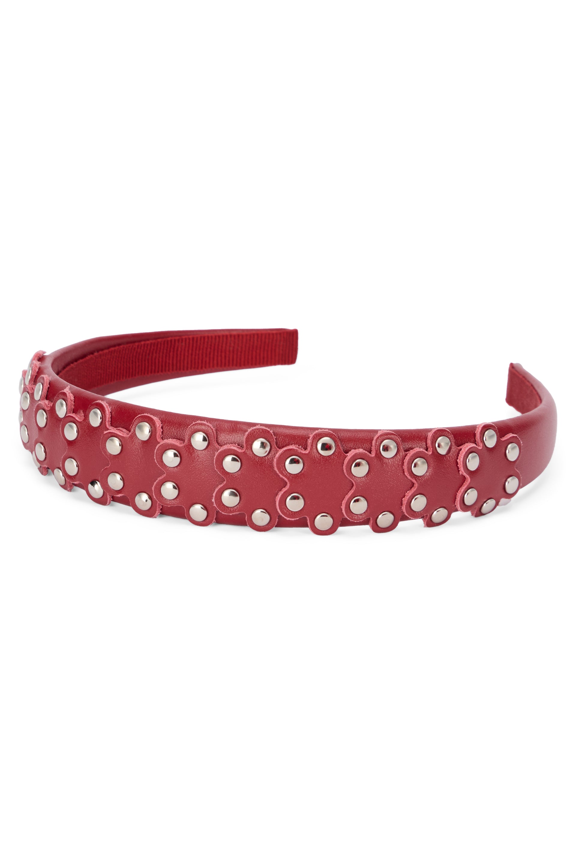 Burgundy headband, elegant and refined.