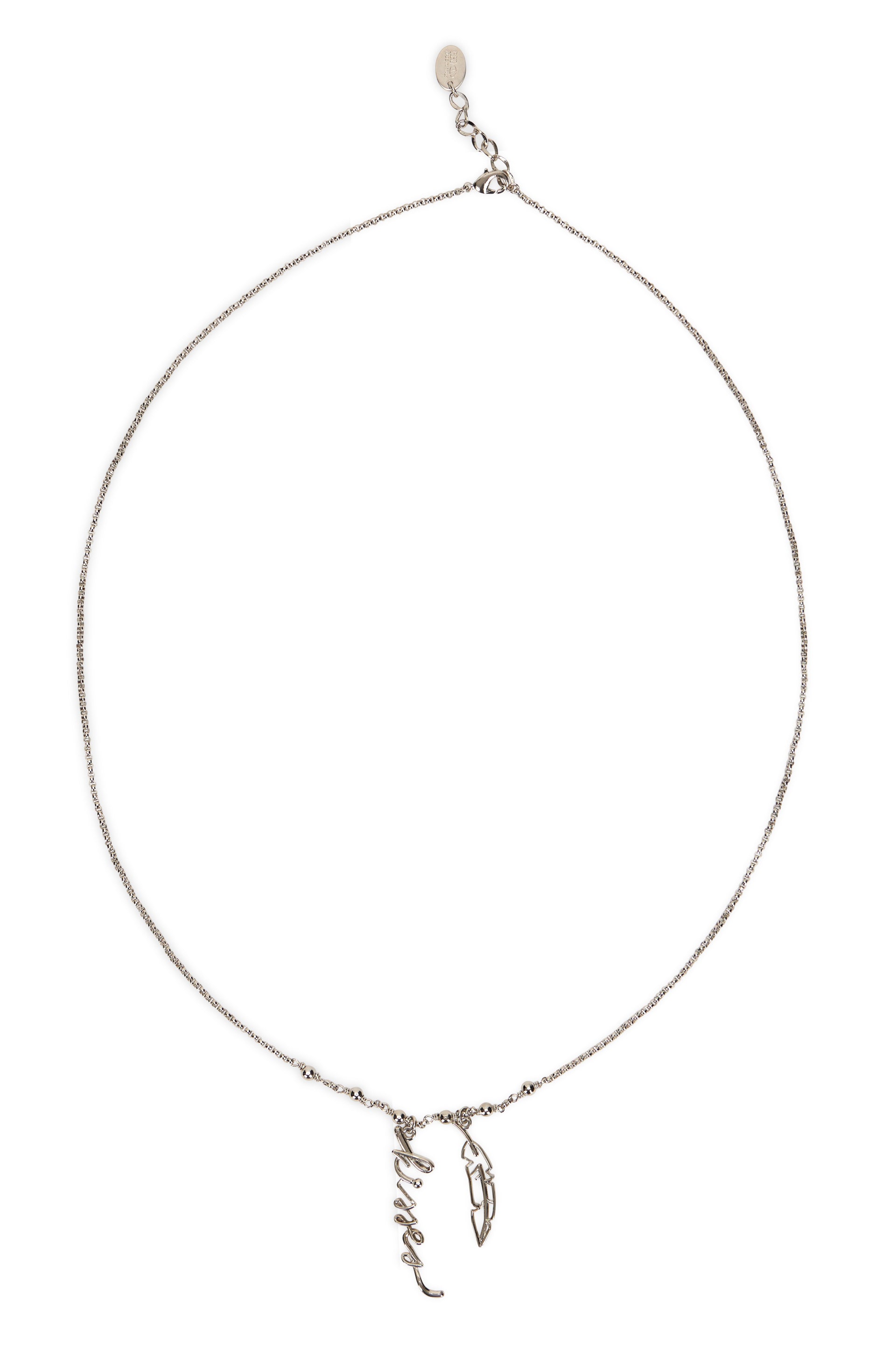 Elegant metal necklace with pendants.