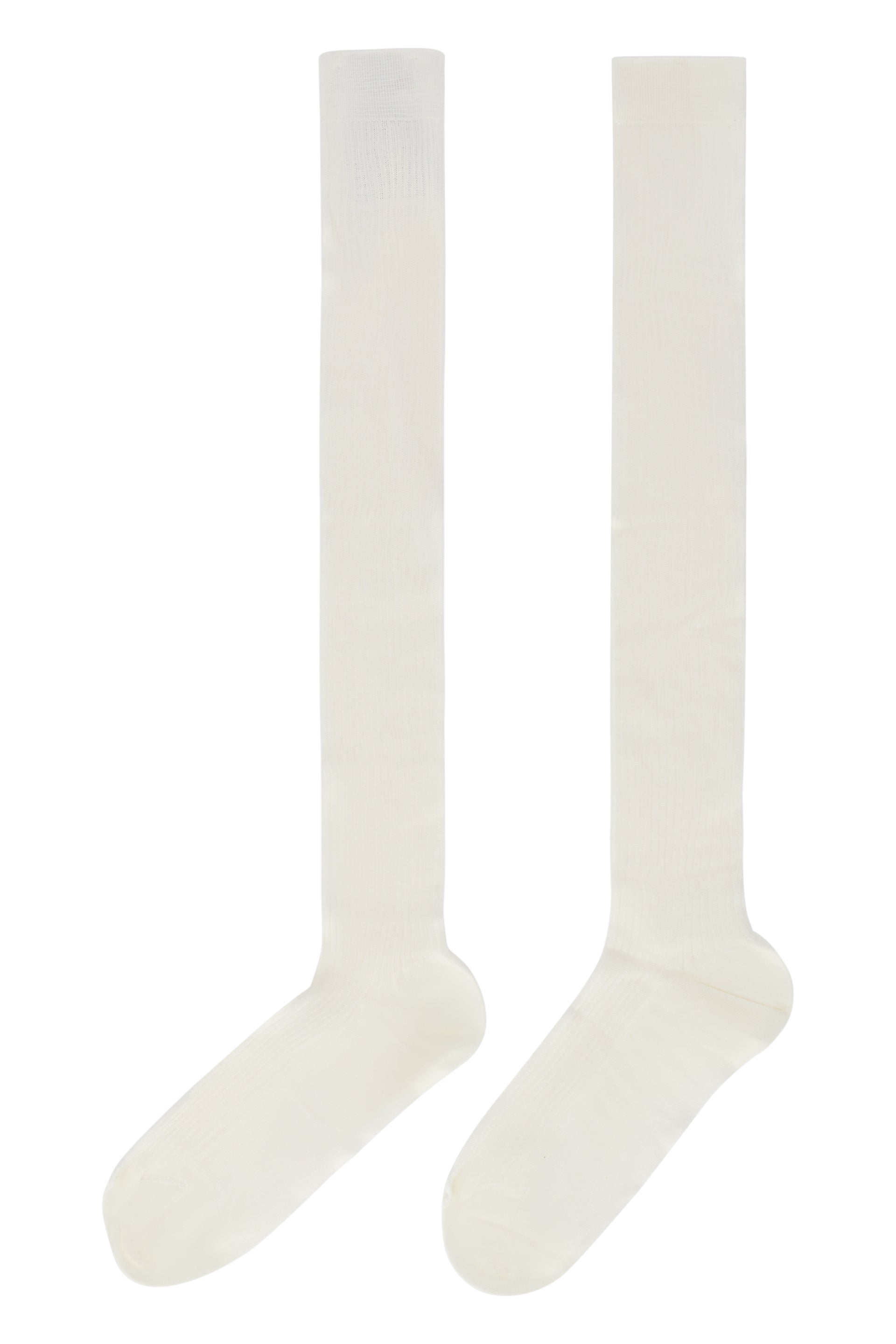Long white cream-colored socks, soft and versatile.