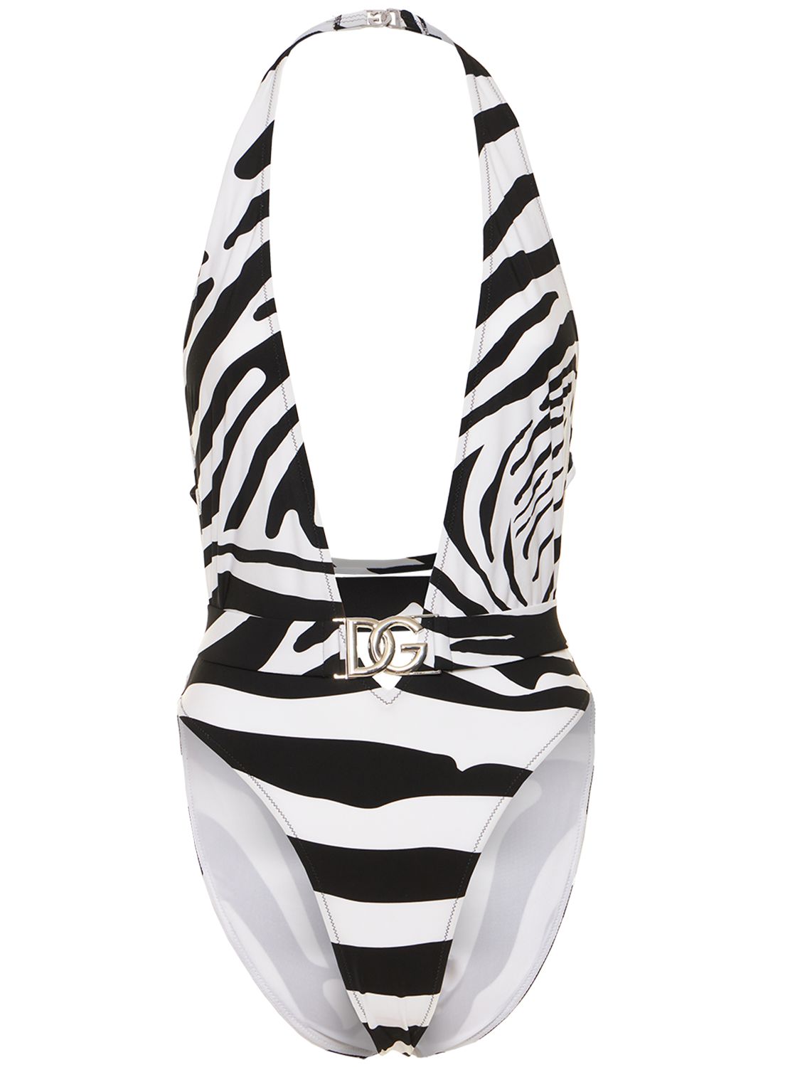 Animal print swimsuit with deep neckline