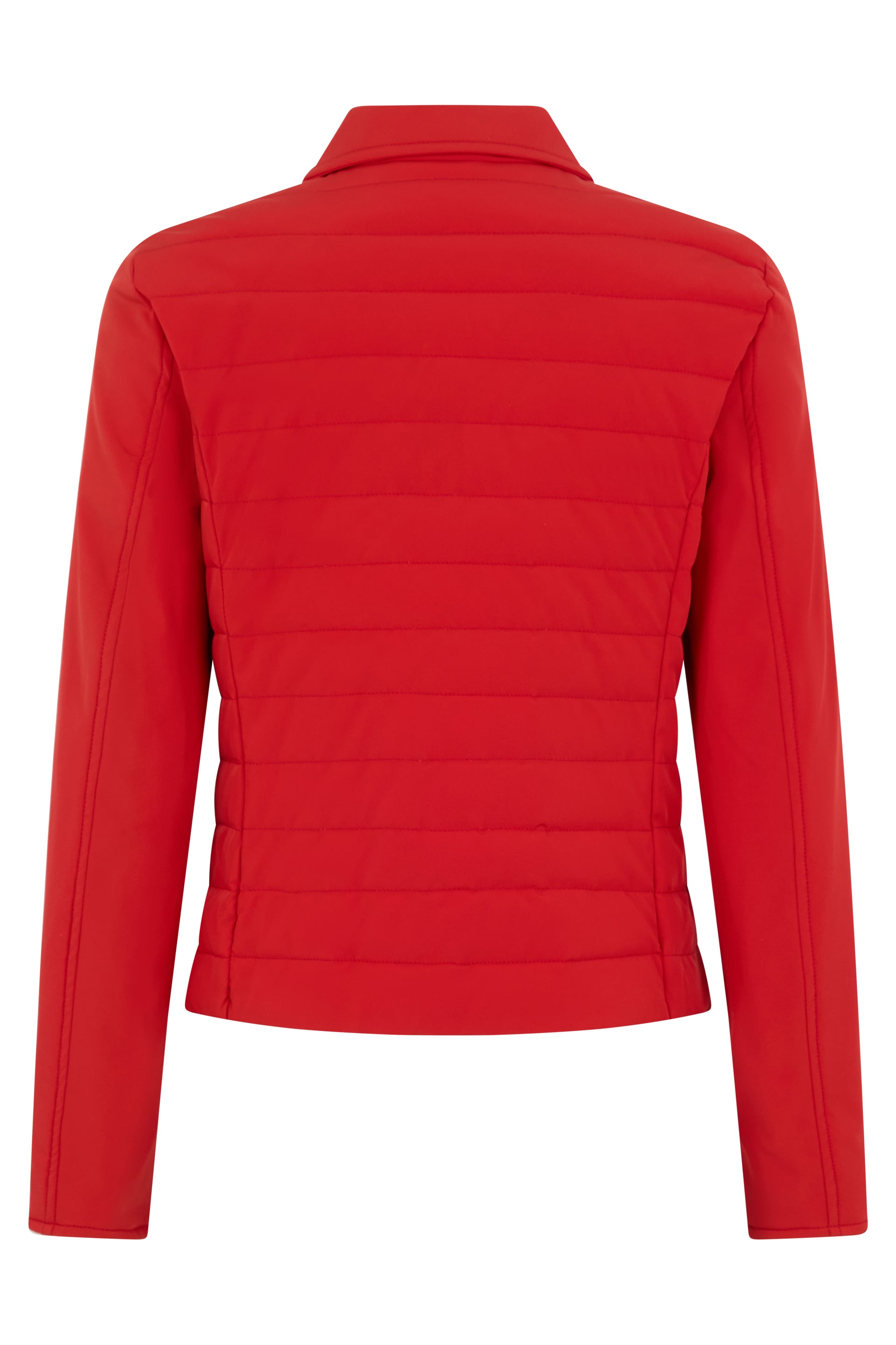 Modern cropped red jacket with zipper