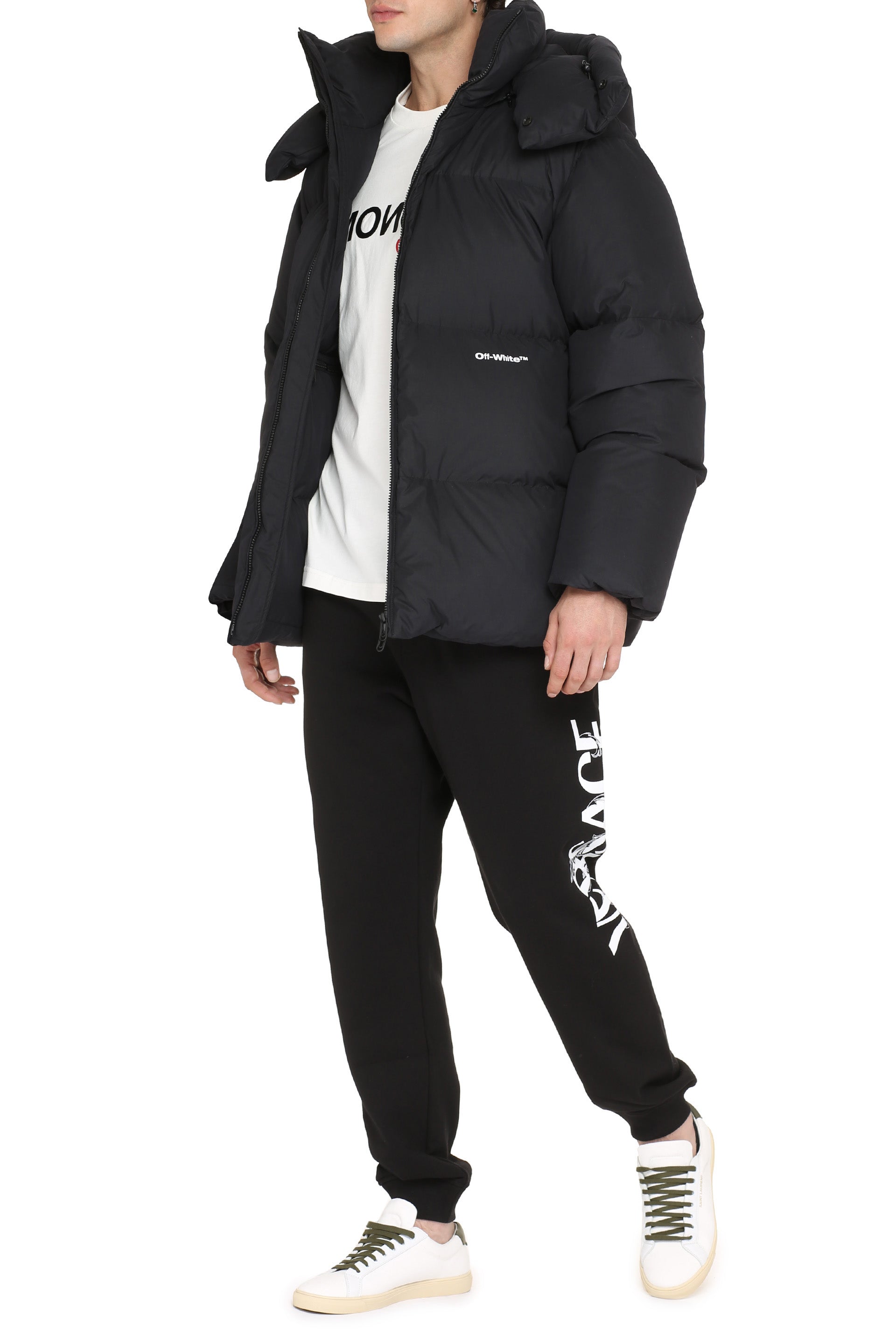 Hooded full-zip down jacket