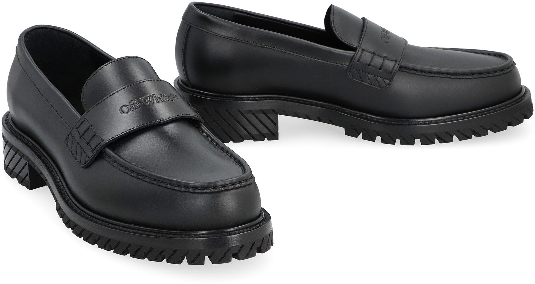 Military leather loafers