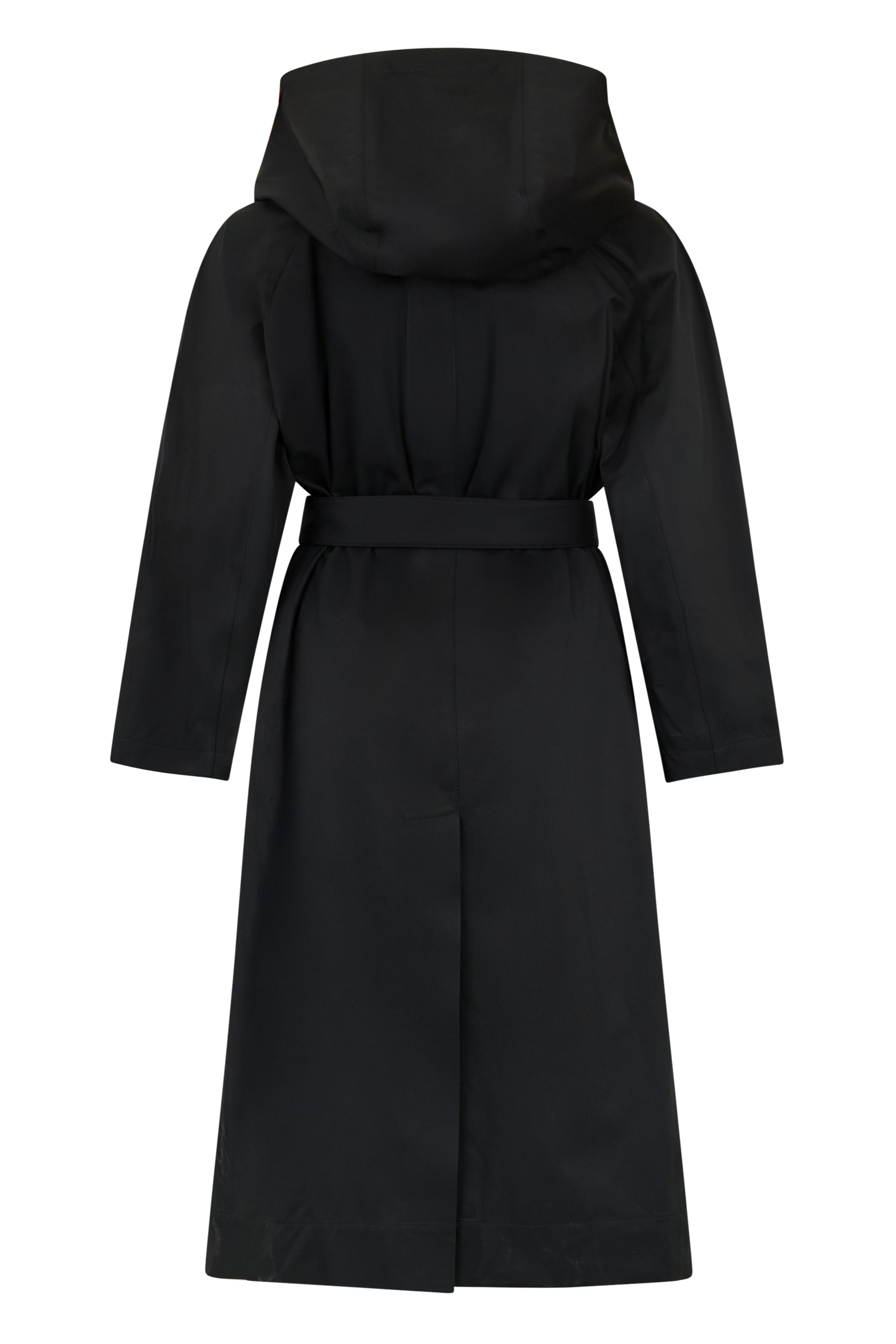 Elegant Long Coat with Black Hood