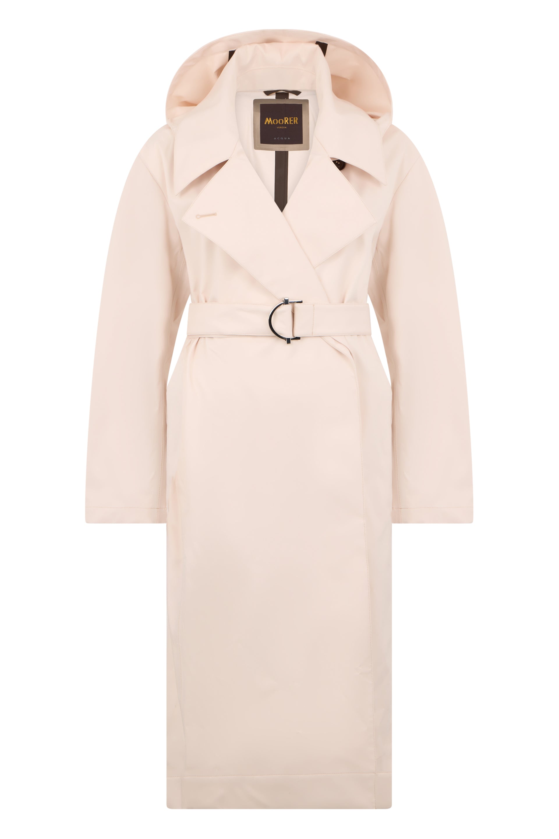 Pale pink trench long and elegant with adjustable belt.