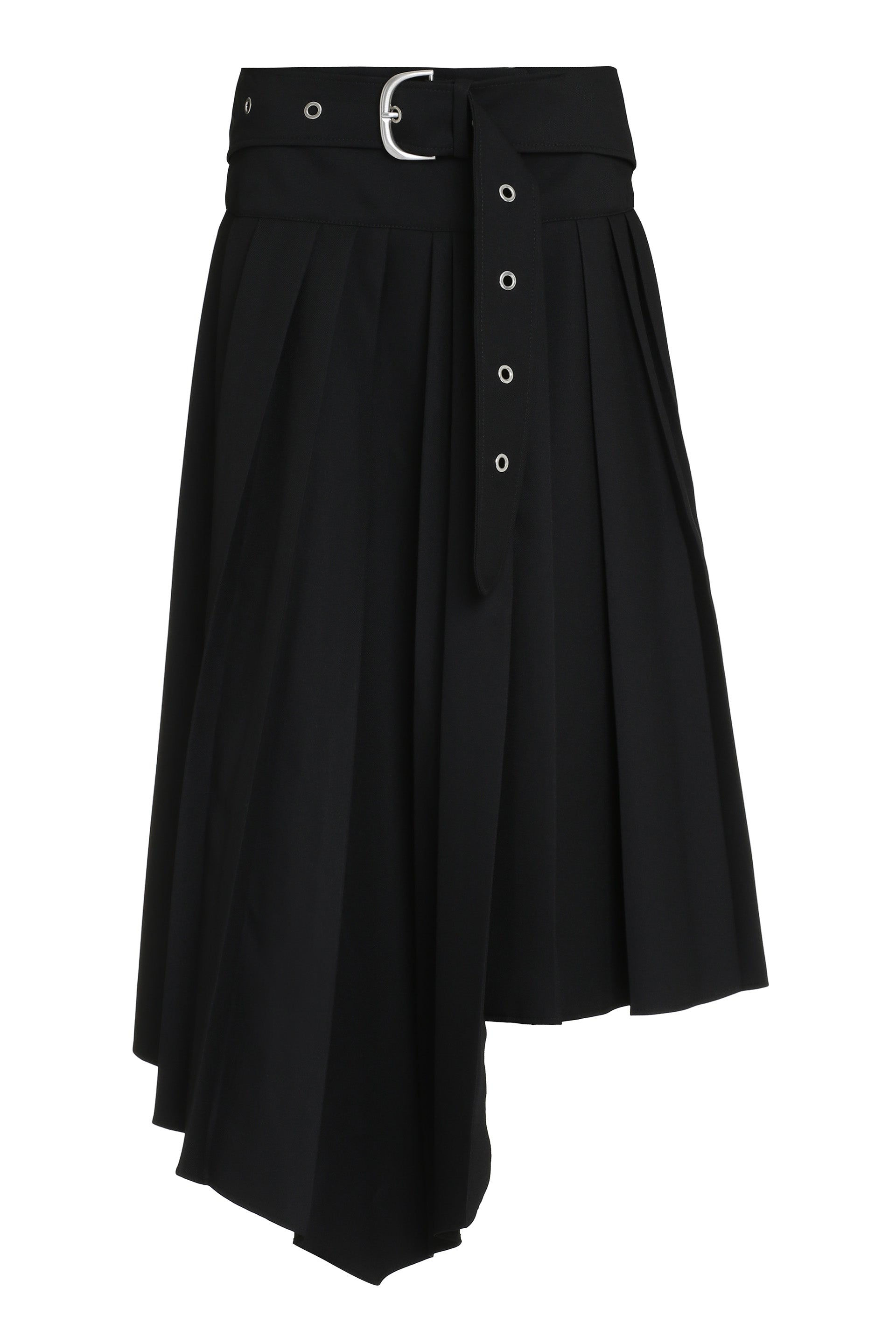 Pleated asymmetrical skirt